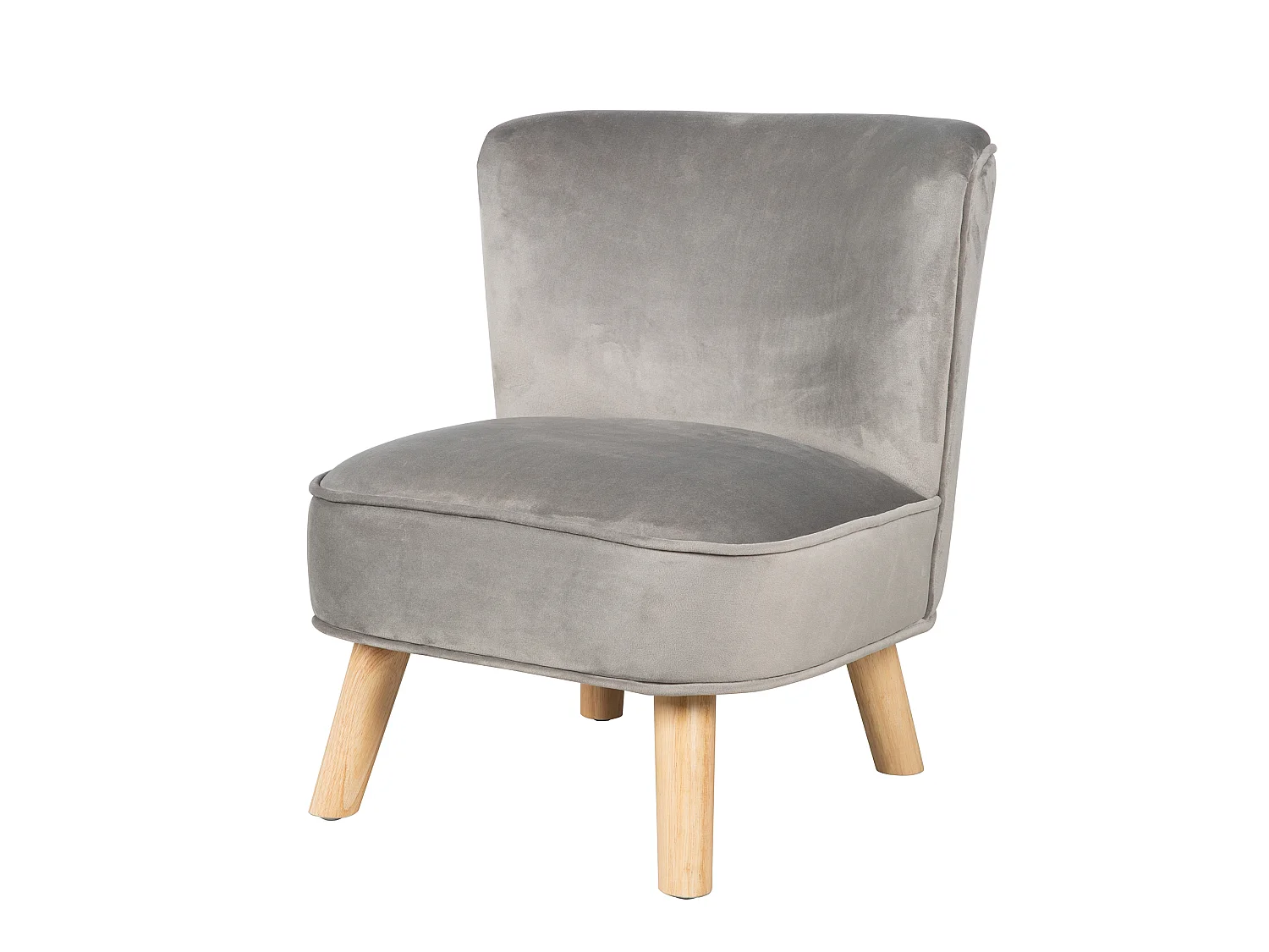 Sillón infantil Roba con patas de madera en terciopelo gris | Colección Lil Sofa