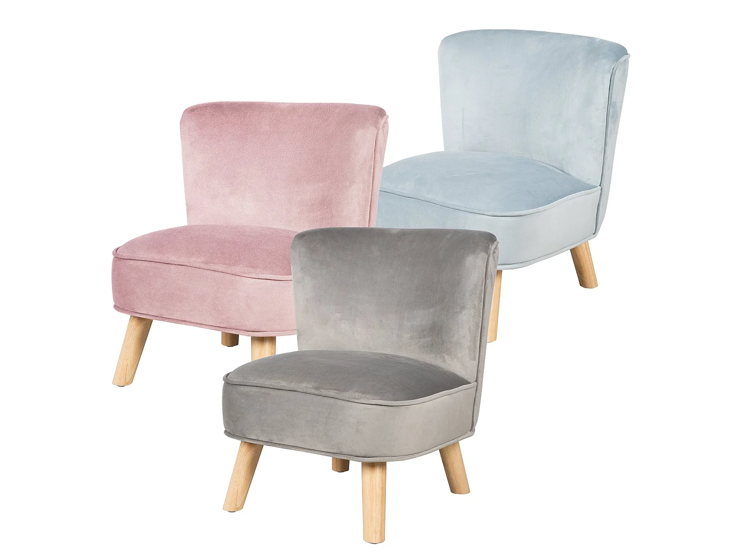 Roba Kindersessel Lil Sofa en Sky/Hellblau con patas de madera - Asiento cómodo para niños a partir de 18 meses