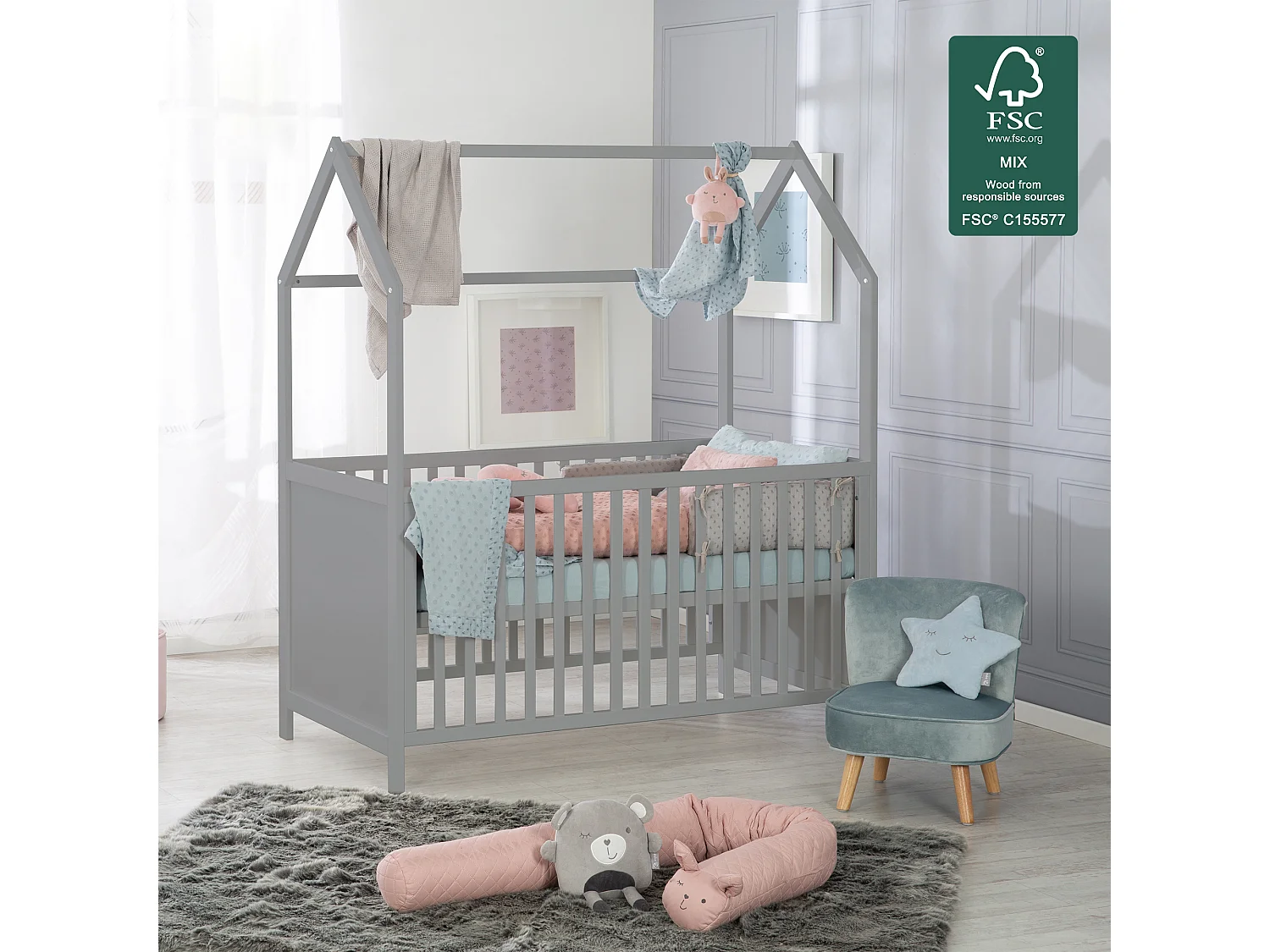 Hausbett taupe 70 x 140 cm