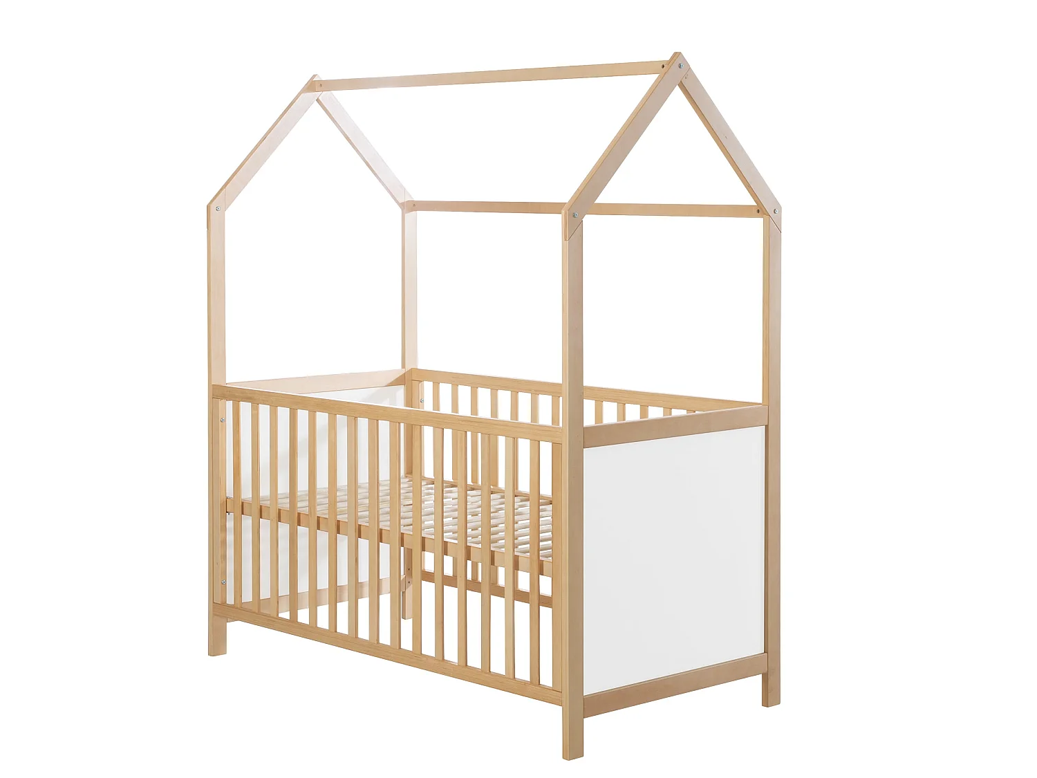 Lit Enfant Convertible Roba Bicolore 70 x 140 cm à 3 Hauteurs Réglables avec Base à Lattes
