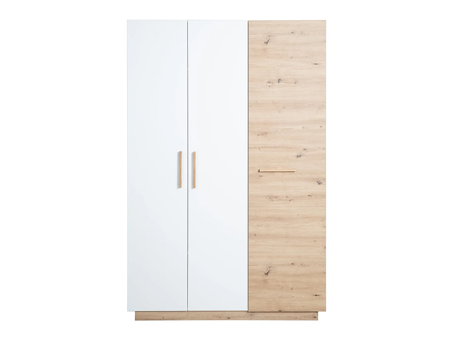 Armario blanco moderno de 3 puertas Lion con acentos de roble artesanal para habitación de bebé o niños
