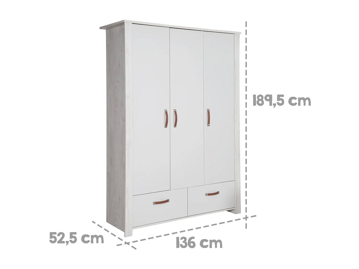 Armoire pour enfants à 3 portes Roba Mila avec technologie de fermeture en douceur et design moderne