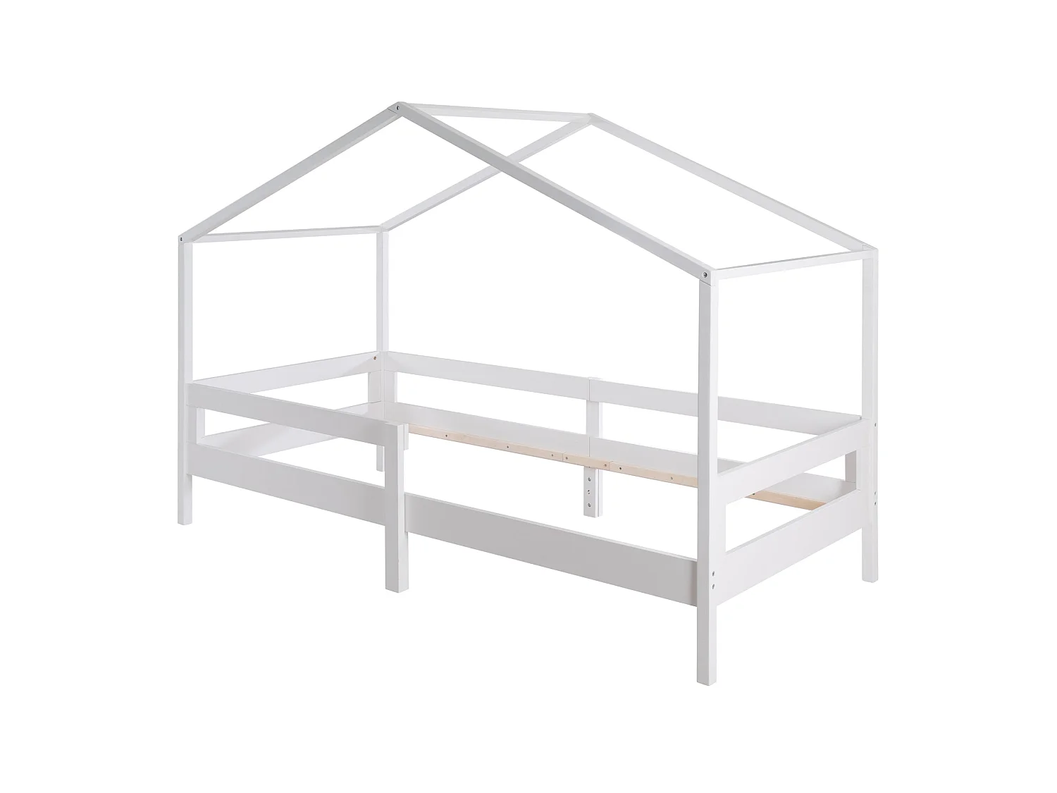 Lit Roba House 90x200 cm avec Barrière de Sécurité et Tiroirs de Rangement - Blanc