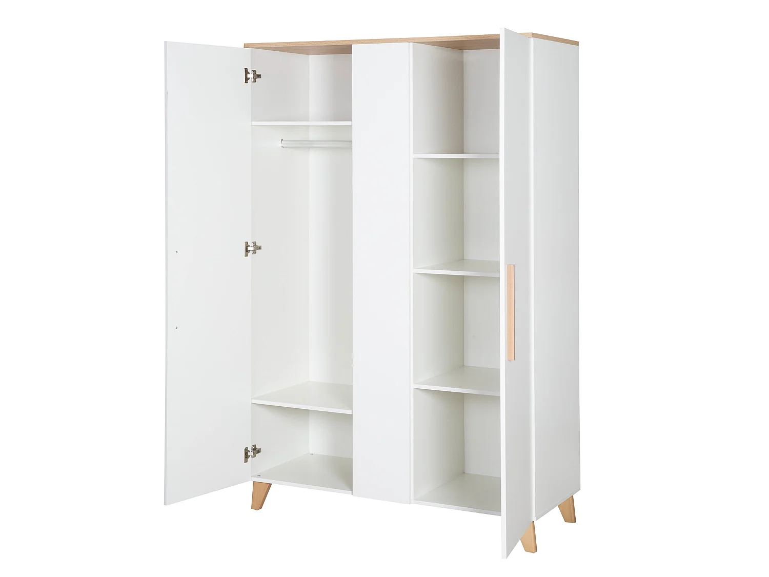 Armadio Moderno Bianco per Bambini e Neonati Leon con Porte Soft-Close e Ampio Spazio di Stoccaggio