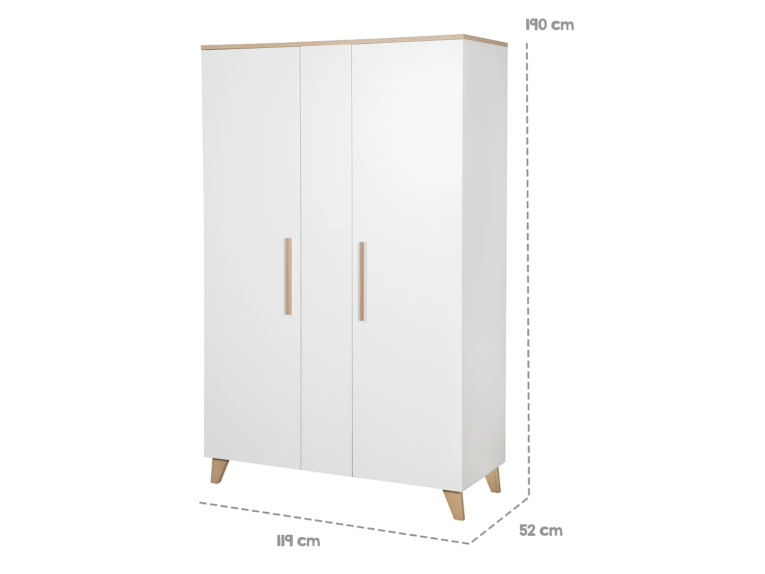 Armadio Moderno Bianco per Bambini e Neonati Leon con Porte Soft-Close e Ampio Spazio di Stoccaggio