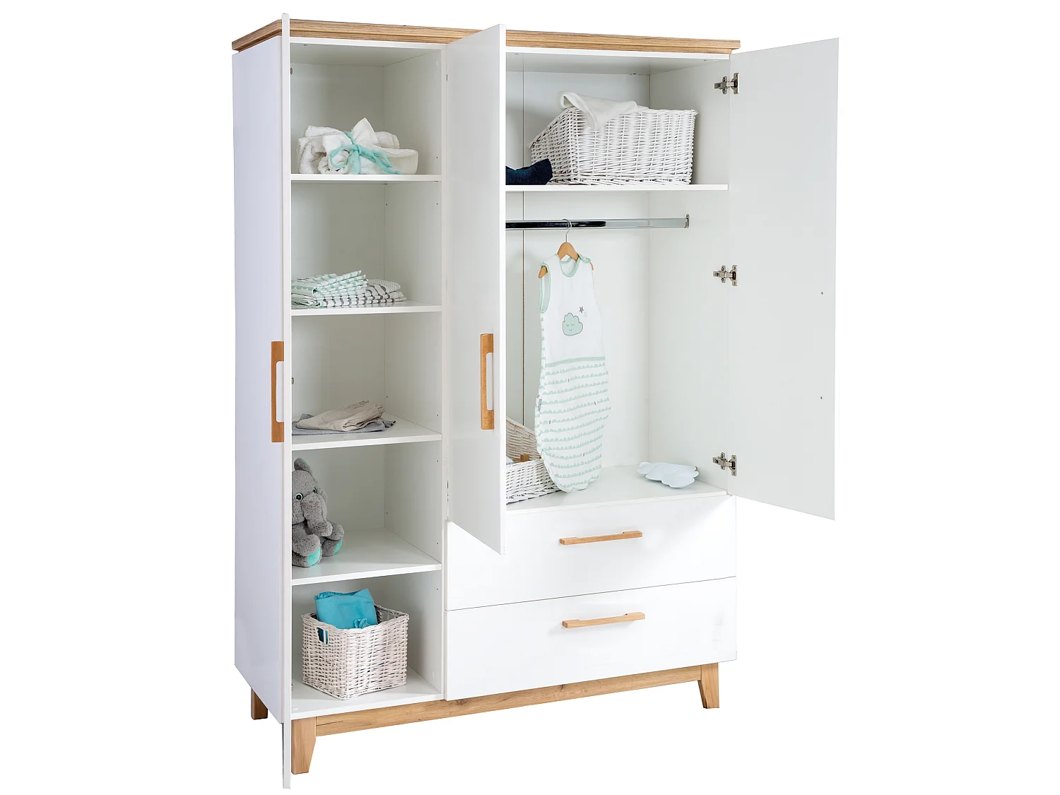 Armoire Enfant à 3 Portes Roba Finn avec Technologie de Fermeture Douce