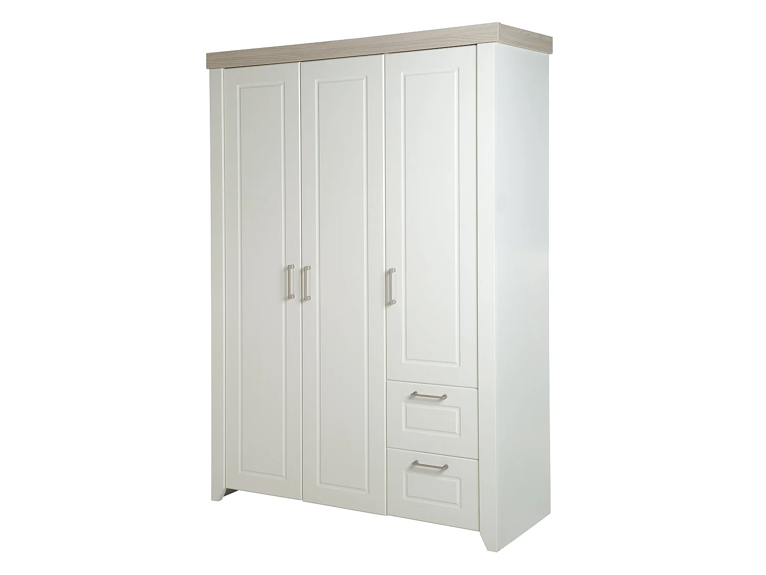 Armario de bebé y niños de 3 puertas 'Felicia' en blanco y blanco canadiense con puertas de cierre suave y amplio almacenamiento