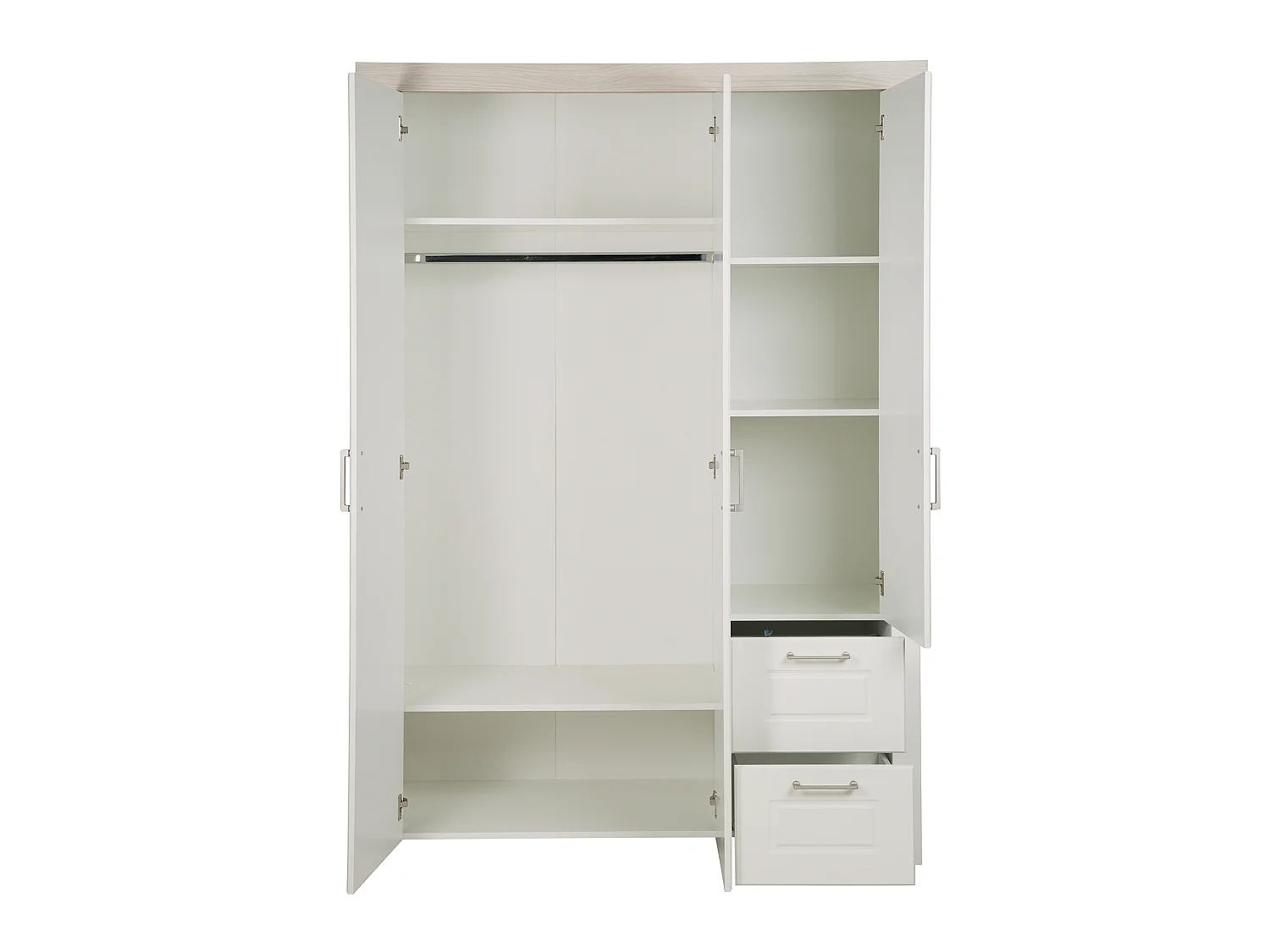 Armario de bebé y niños de 3 puertas 'Felicia' en blanco y blanco canadiense con puertas de cierre suave y amplio almacenamiento