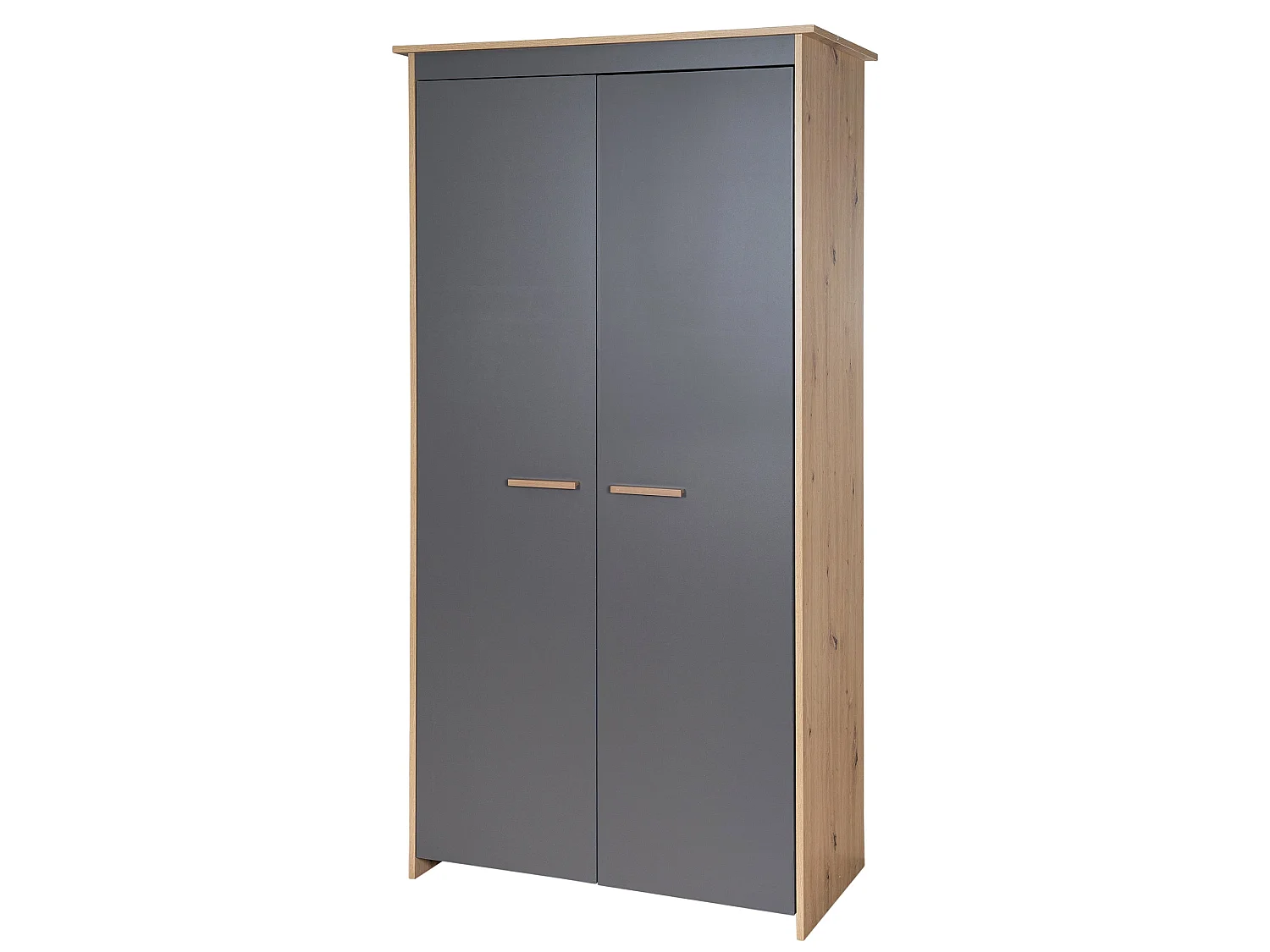 Armoire pour enfants à 2 portes "Anna" moderne en finition chêne Kent et gris anthracite