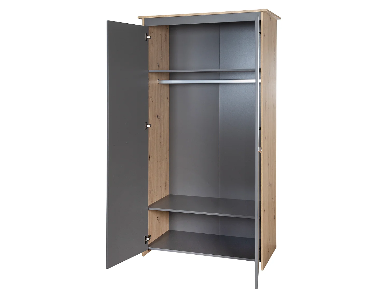 Armoire pour enfants à 2 portes "Anna" moderne en finition chêne Kent et gris anthracite