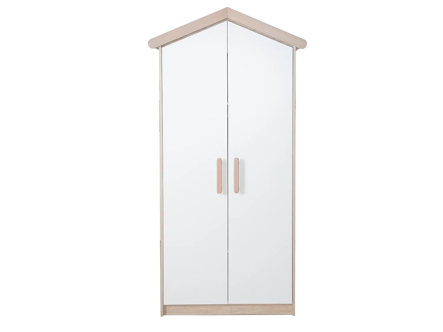 Armario infantil de 2 puertas Roba Cabane con diseño de casa, decoración de roble, mecanismo de cierre suave