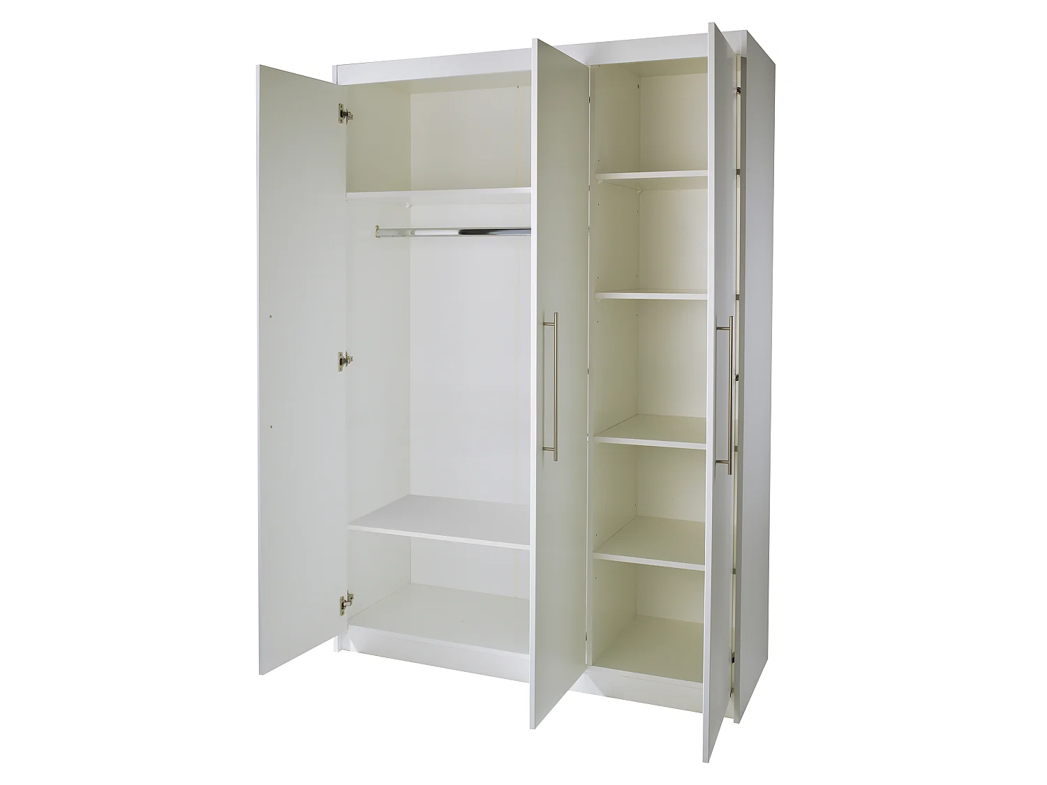 Armario de 3 Puertas Roba Maren con Manijas de Metal - Blanco, Muebles para la Habitación del Niño, 190x131x52cm