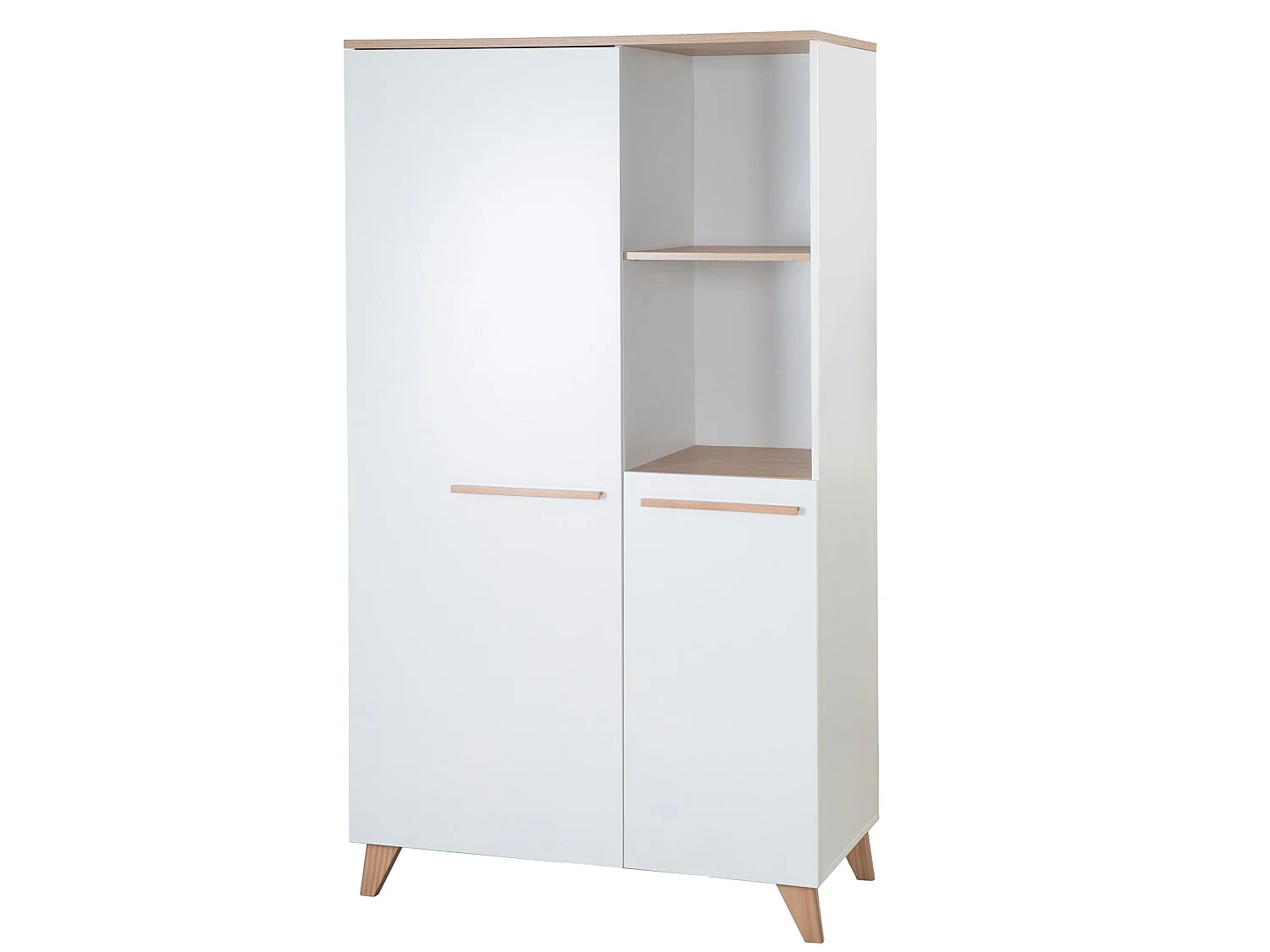 Armoire moderne pour enfants à 2 portes Leon Othello Eiche & finition blanche