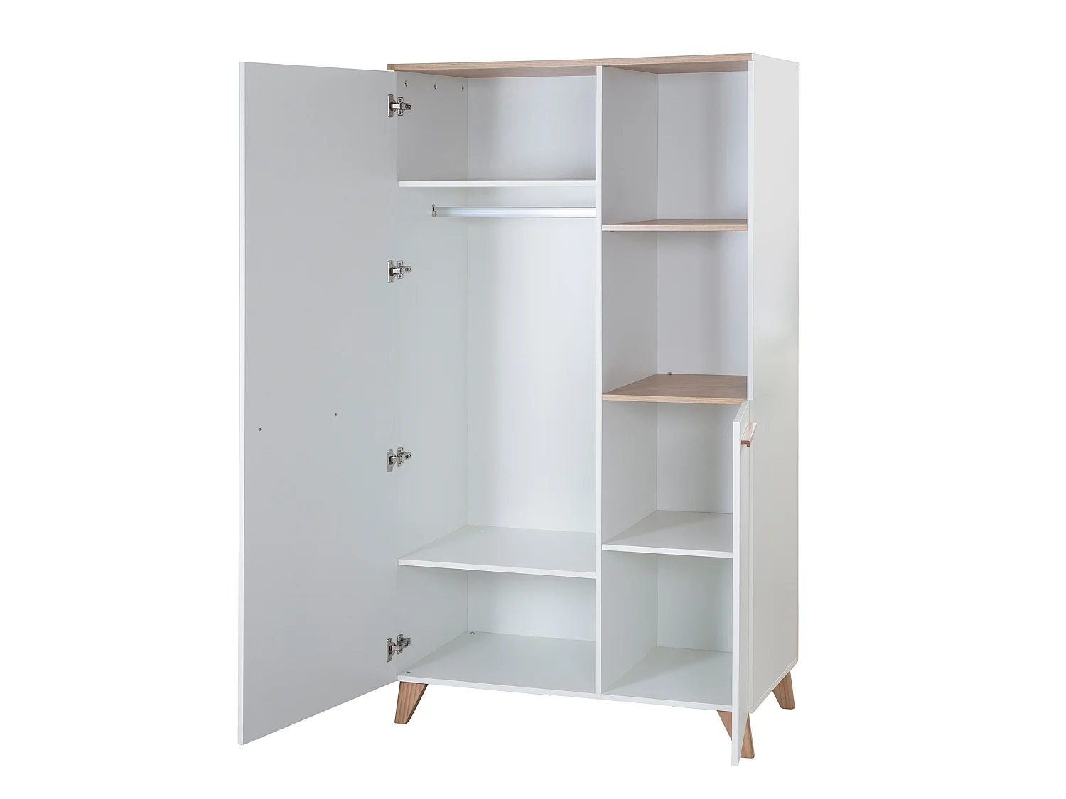 Armoire moderne pour enfants à 2 portes Leon Othello Eiche & finition blanche