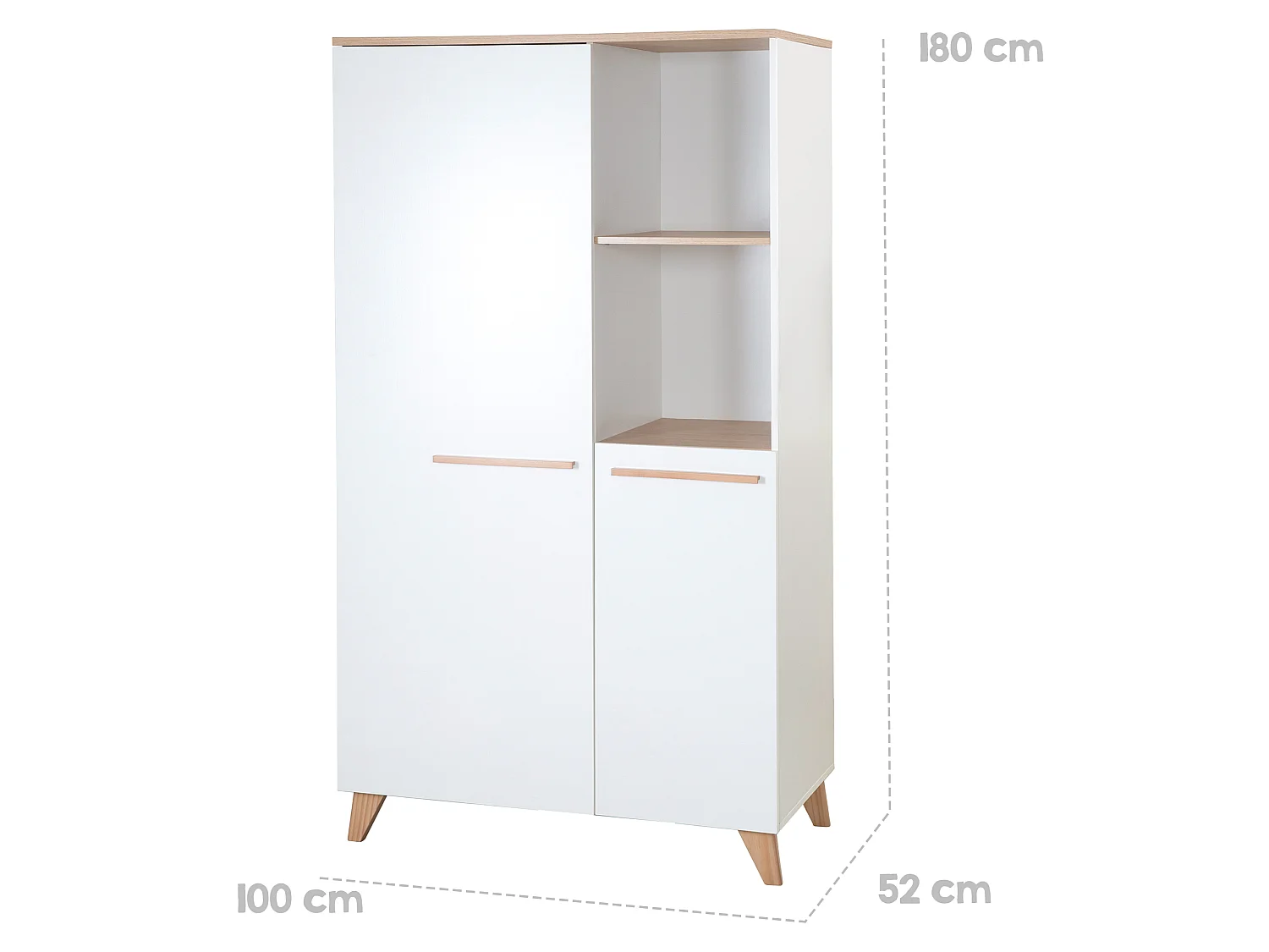 Armoire moderne pour enfants à 2 portes Leon Othello Eiche & finition blanche