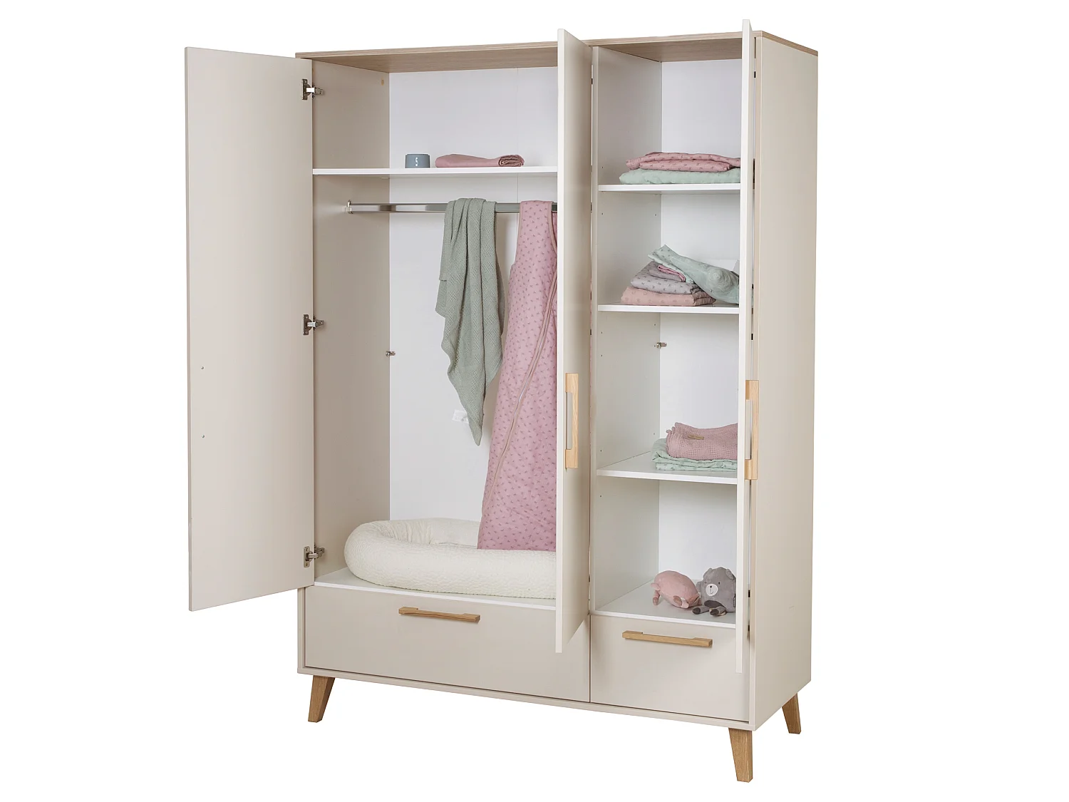 Armario para bebé de 3 puertas Jil Virginia Chestnut & Cashmere