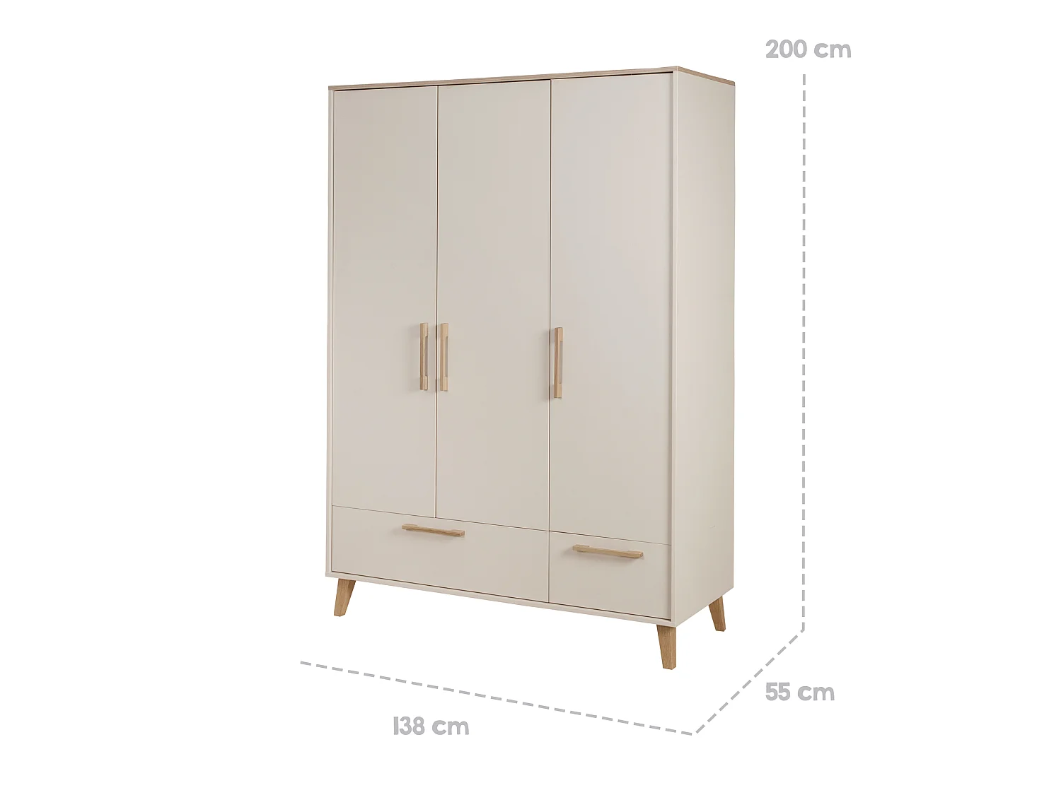 Armario para bebé de 3 puertas Jil Virginia Chestnut & Cashmere