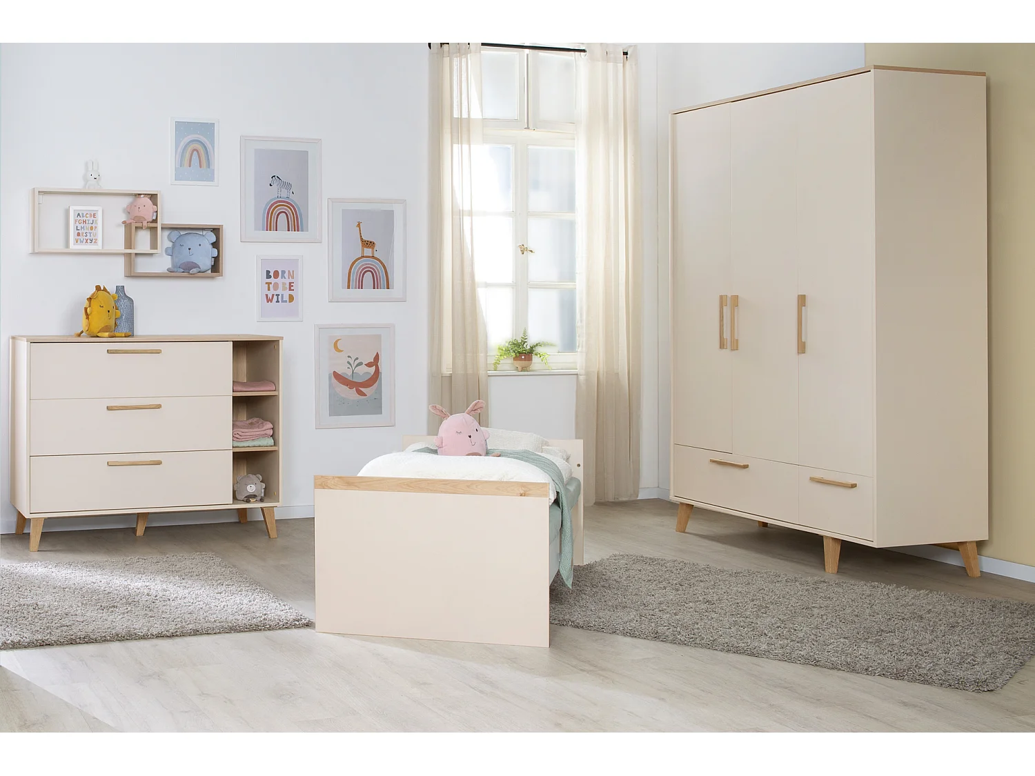 Armario para bebé de 3 puertas Jil Virginia Chestnut & Cashmere