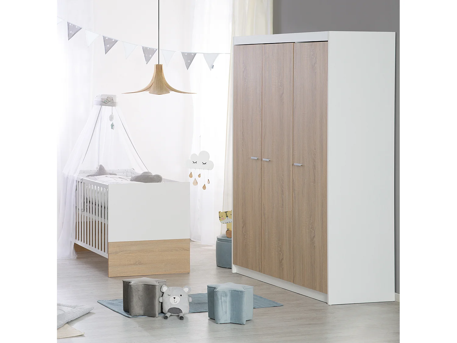 Roba Gabriella Armadio per Bambini a 3 Ante con Tecnologia Soft-Close e Finitura in Rovere Sonoma