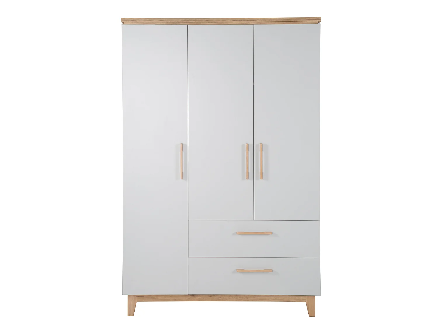 Armoire enfant 3 portes Roba Caro avec technologie de fermeture douce, Gris/Chêne Doré, 200x134.5x55 cm