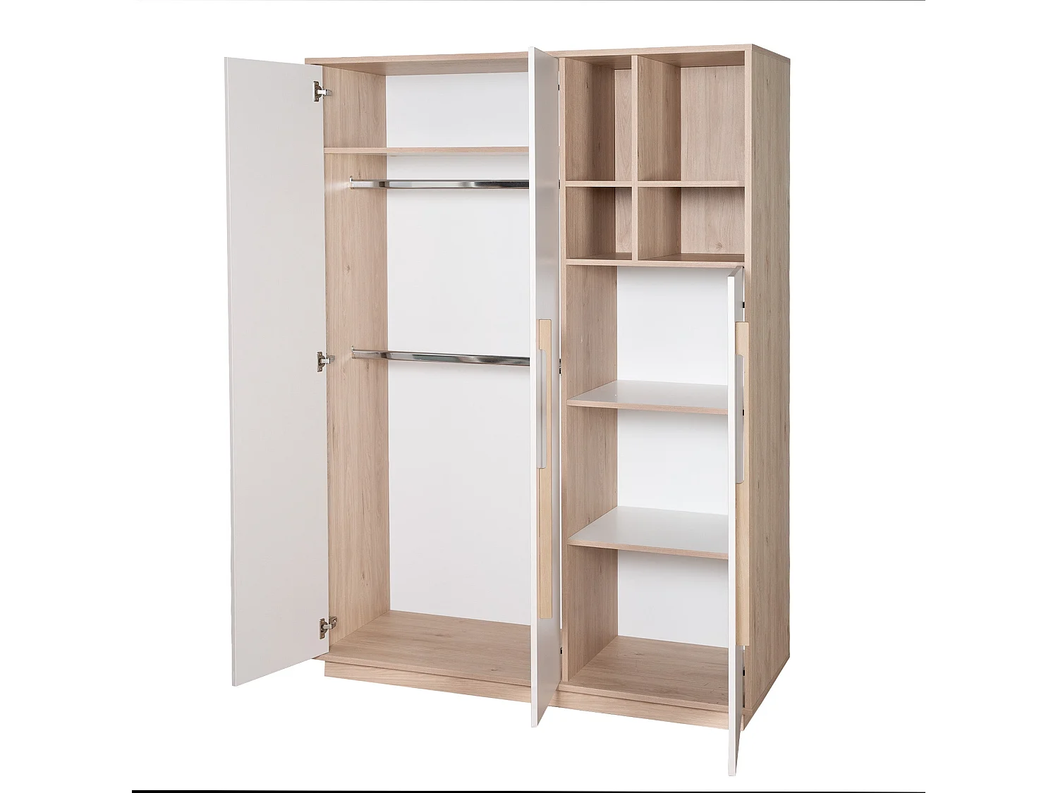 Armario moderno de 3 puertas para bebé y niños Elva en Cashmere y madera de castaño Virginia