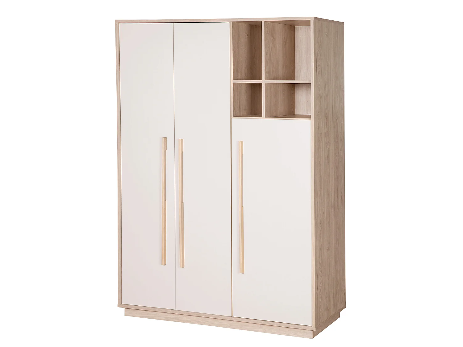Armario moderno de 3 puertas para bebé y niños Elva en Cashmere y madera de castaño Virginia