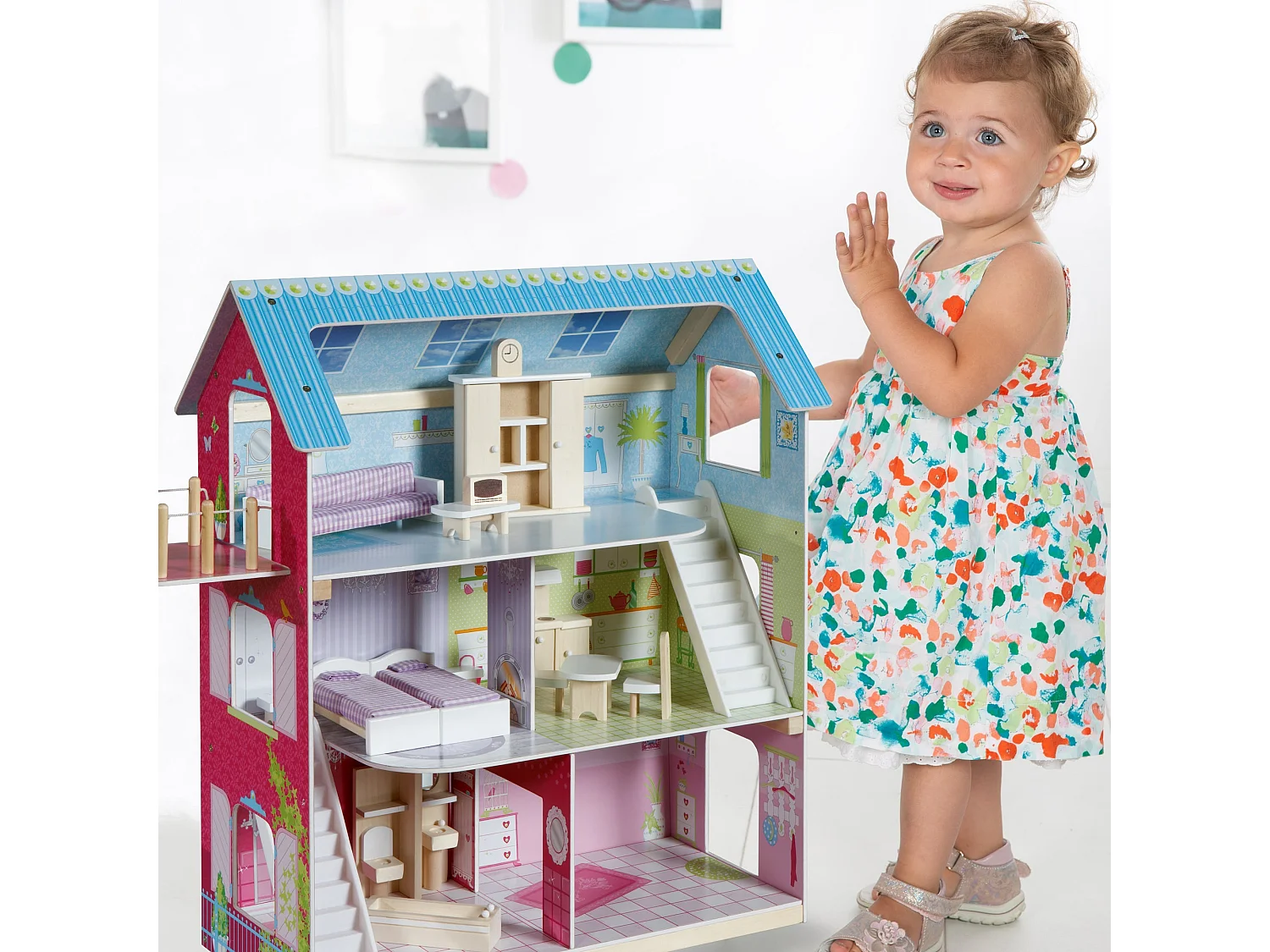 Puppenhaus blau/rosa
