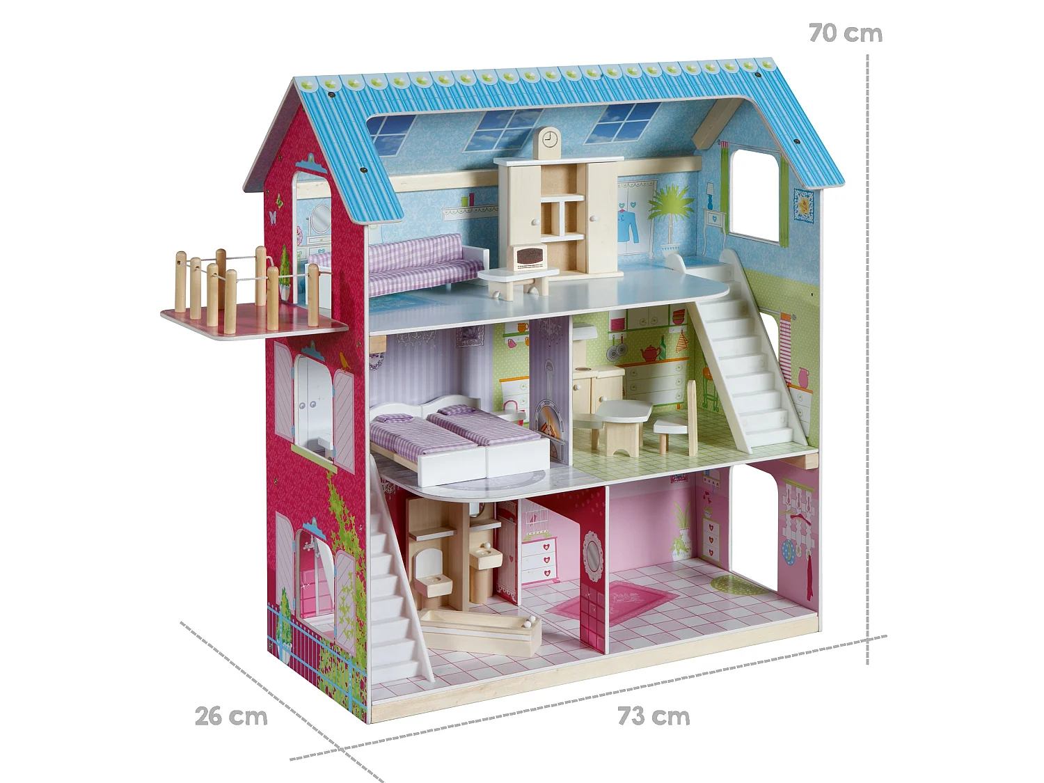 Puppenhaus blau/rosa