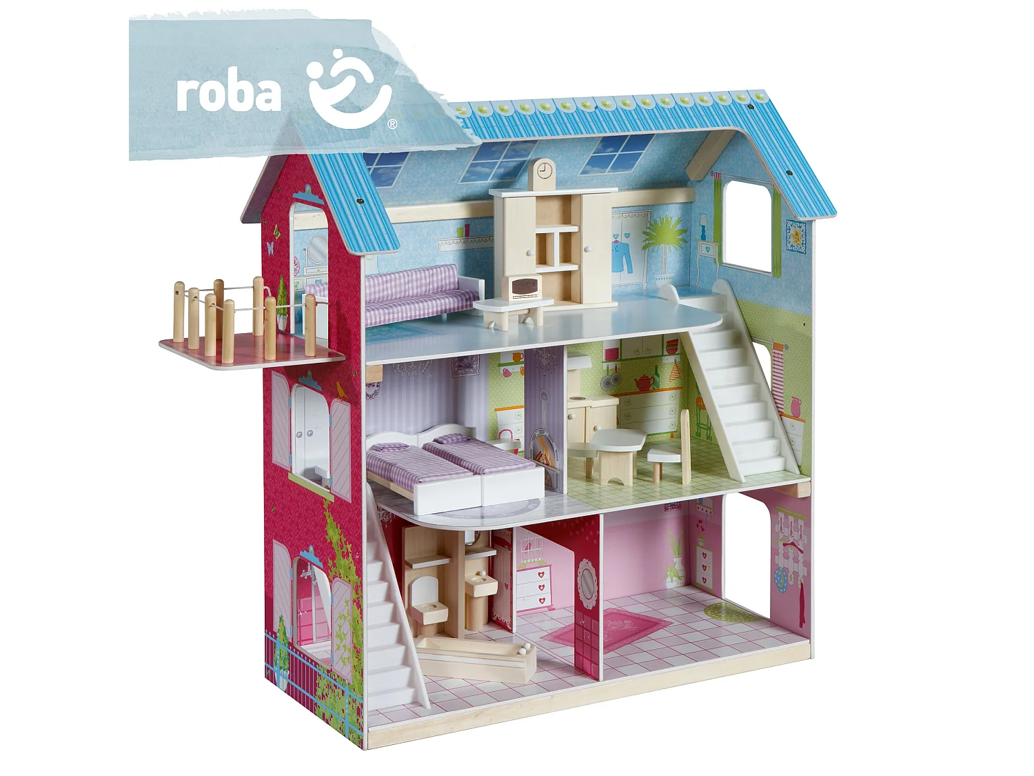 Puppenhaus blau/rosa