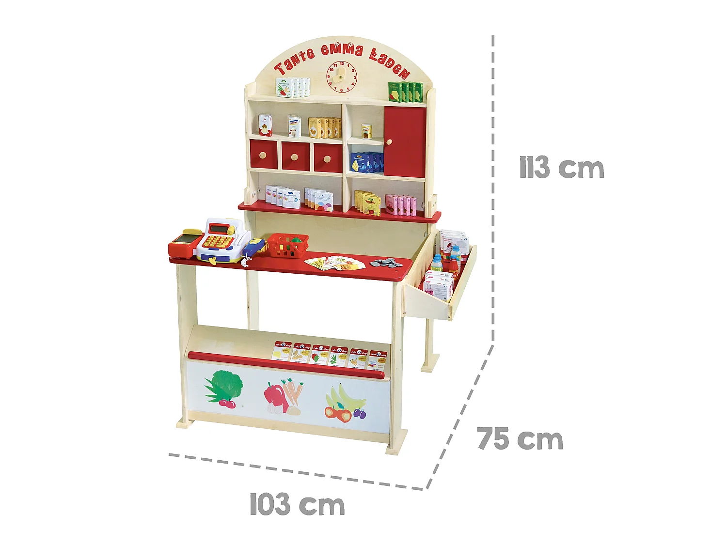 Roba Tante Emma Magasin de Jouets en Bois avec Motifs Alimentaires et Tableau