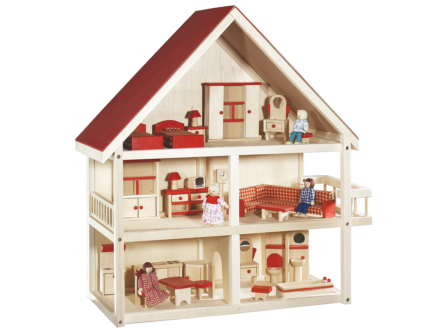 Puppenhaus natur/rot