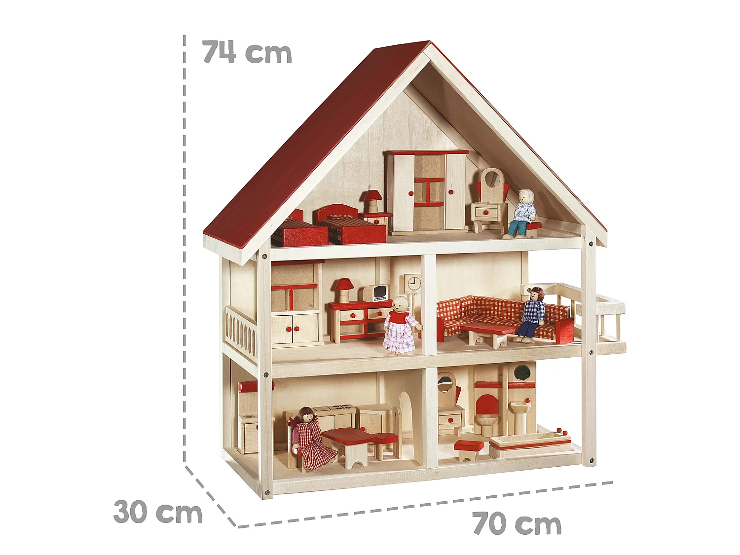 Puppenhaus natur/rot