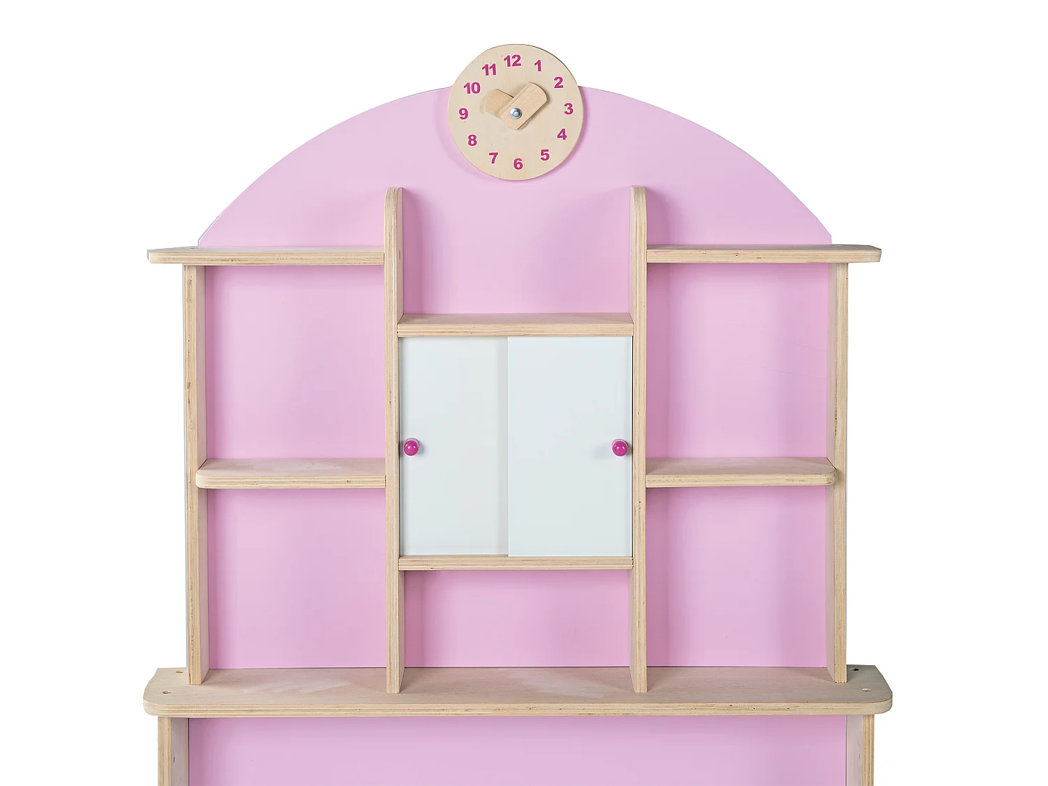 Stand de magasin de jouets en bois Roba avec finition rose et ensemble d'accessoires