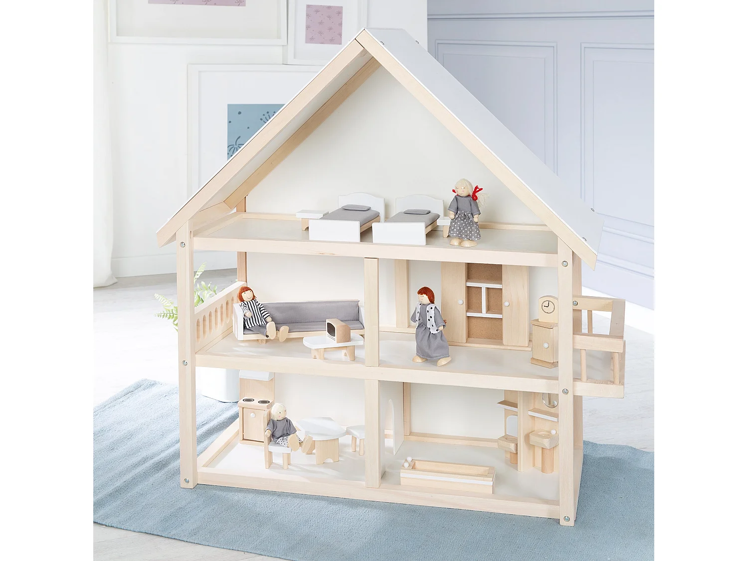 Puppenhaus natur/weiß