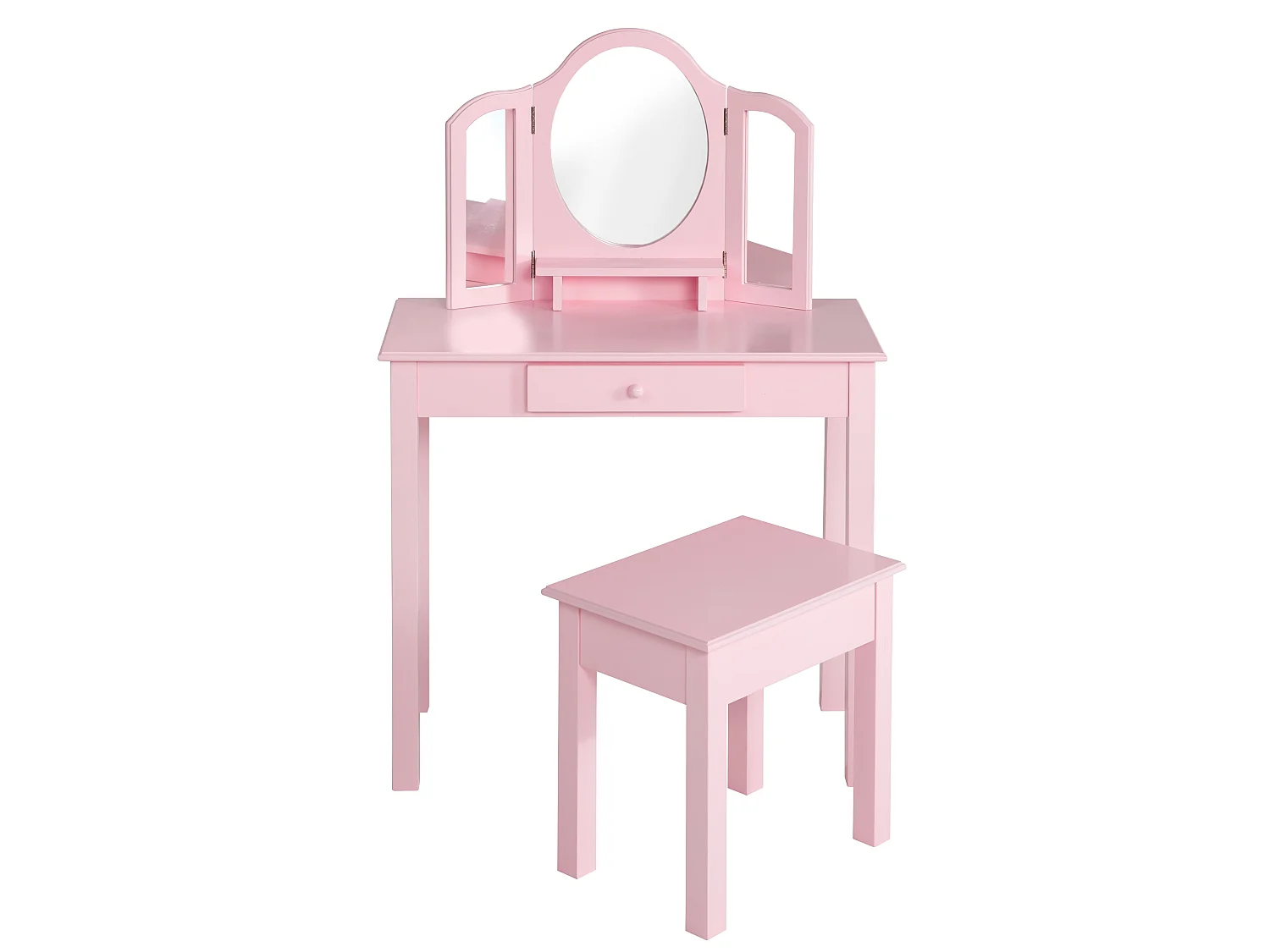 Ensemble de Coiffeuse Rose Roba avec Miroir, Tabouret & Compartiment Secret - Cadeau Idéal pour les Filles