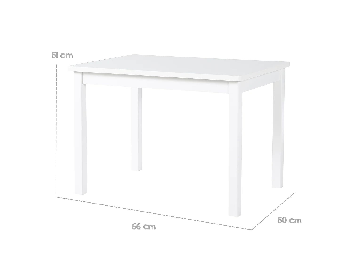 Table Enfant Roba Blanche - Bois Massif et MDF, Hauteur 50cm, Âges 2-10