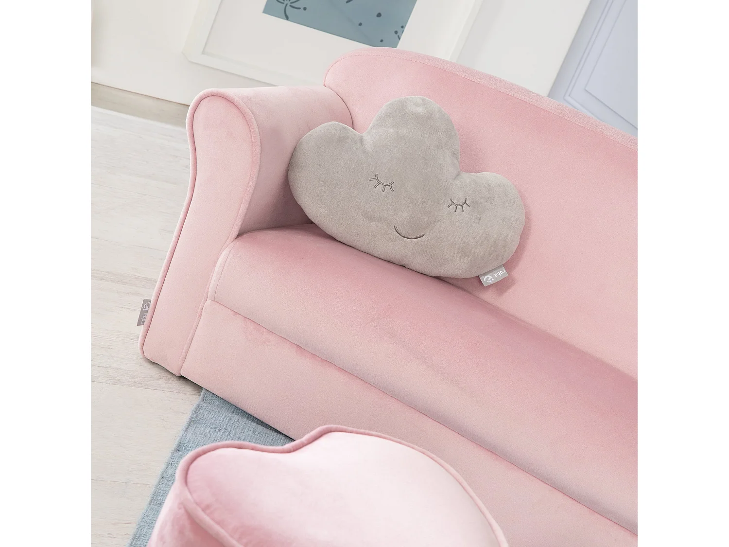 Roba Lil Sofa Canapé Enfant avec Accoudoirs, 2 Places, Rose/Mauve, Housse en Velours, Sûr et Confortable