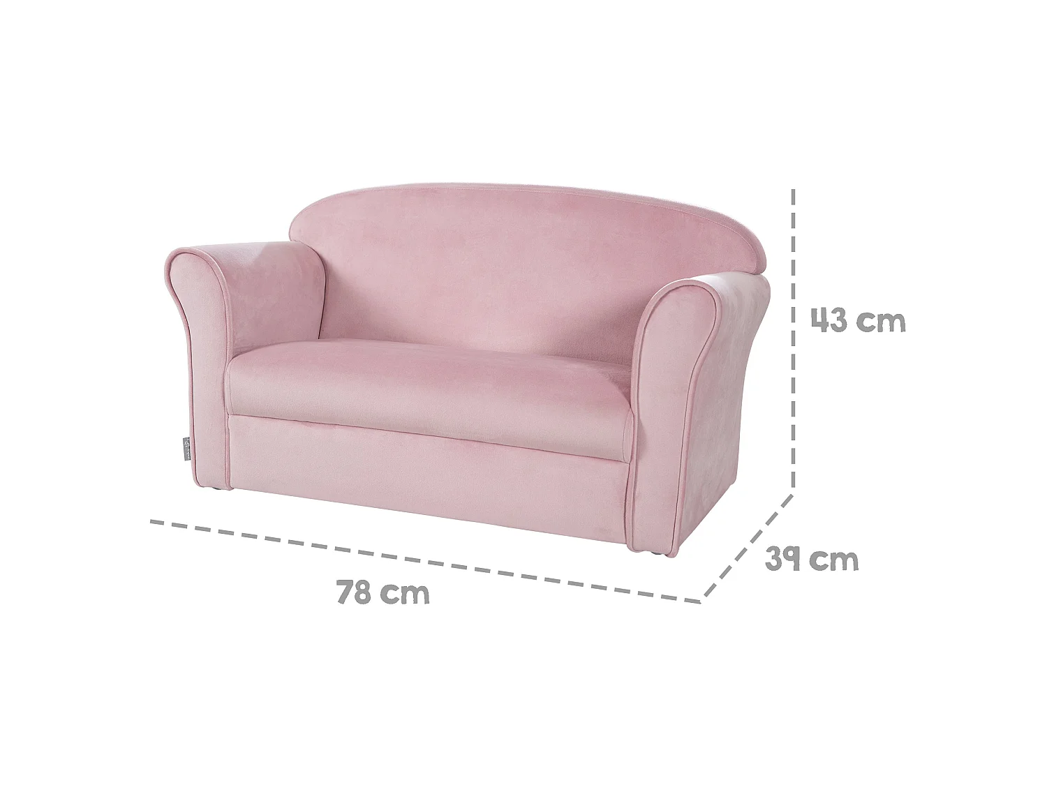 Roba Lil Sofa Canapé Enfant avec Accoudoirs, 2 Places, Rose/Mauve, Housse en Velours, Sûr et Confortable