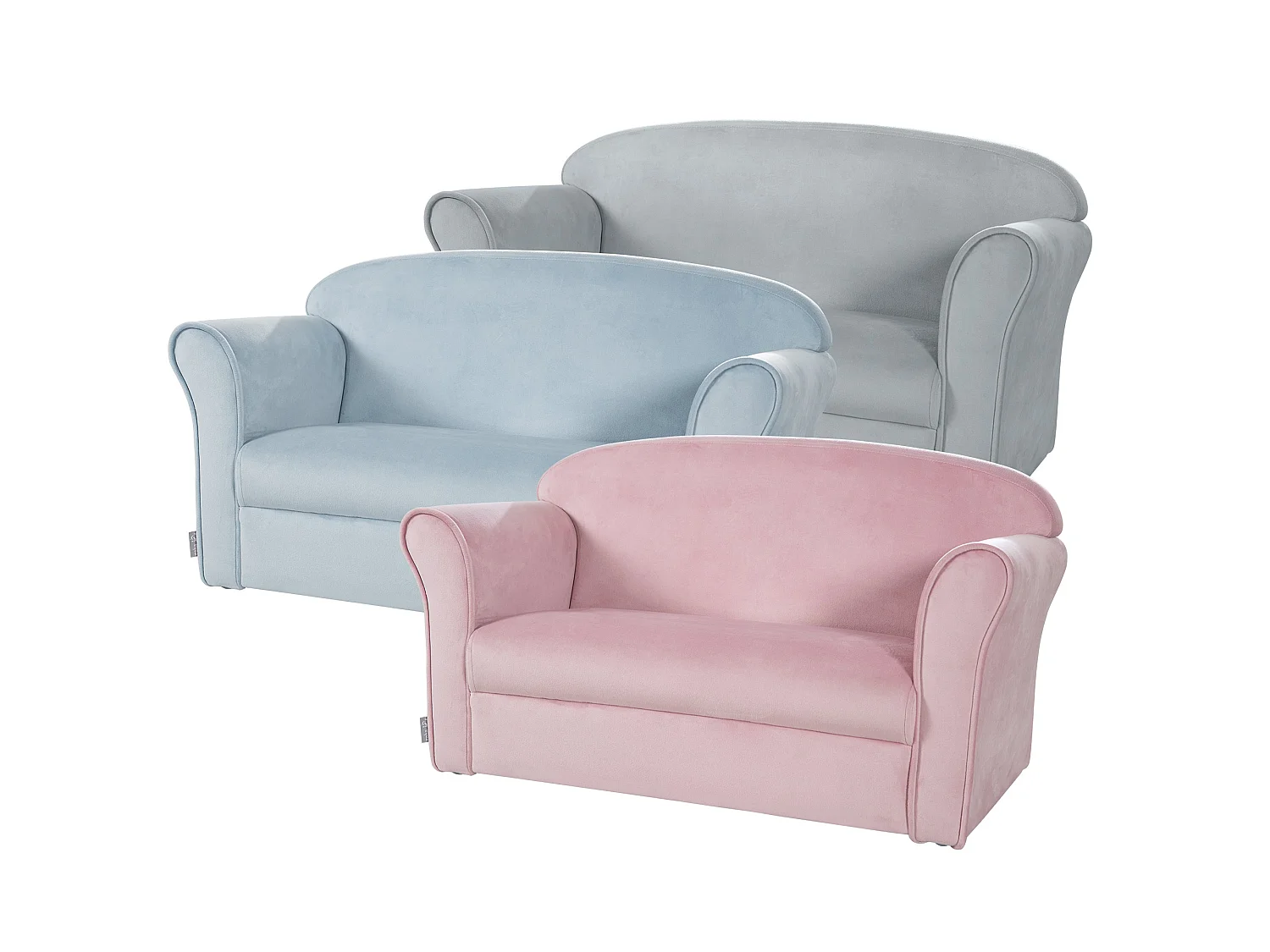 Roba Lil Sofa Canapé Enfant avec Accoudoirs, 2 Places, Rose/Mauve, Housse en Velours, Sûr et Confortable