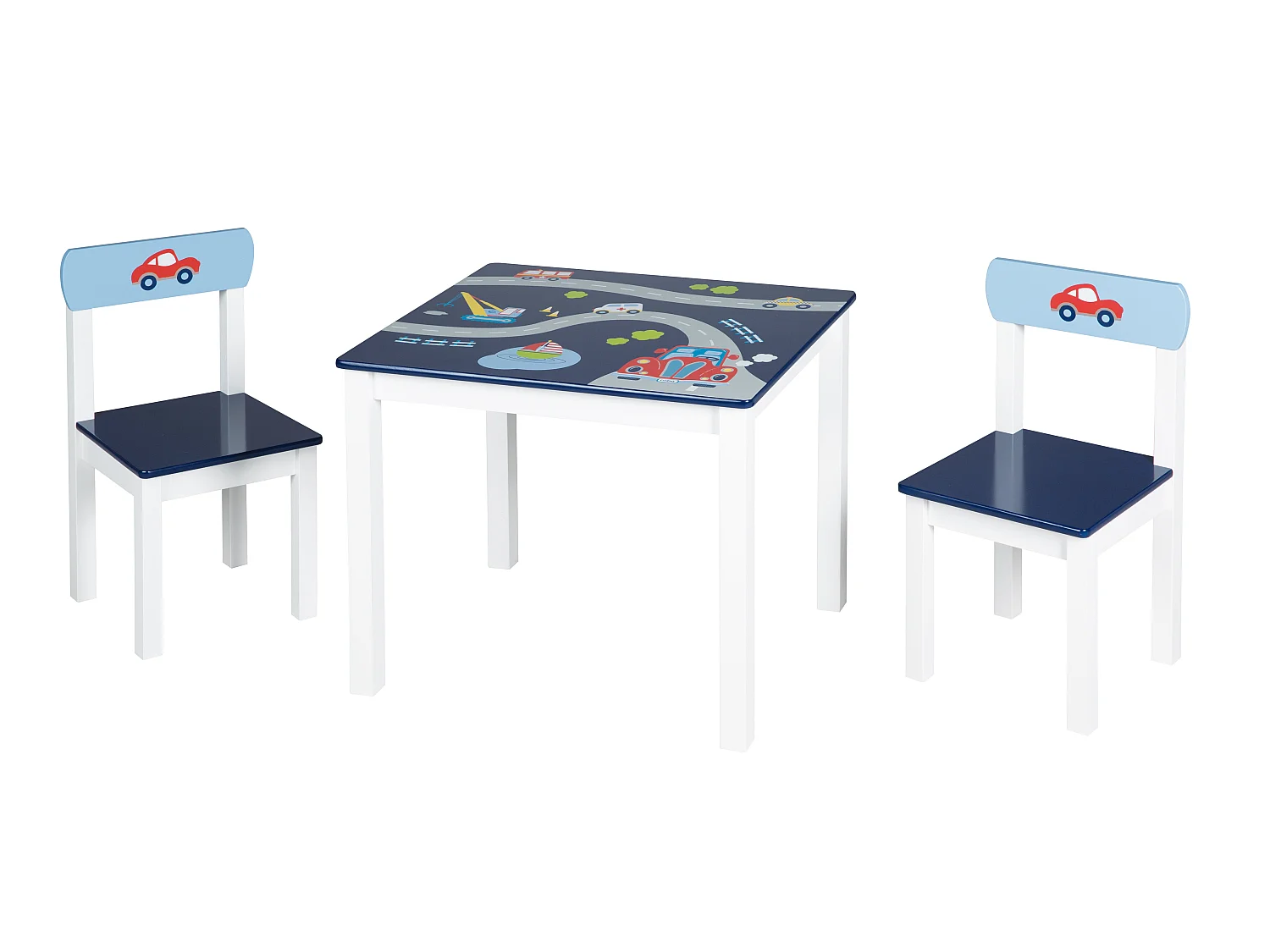 Ensemble Table et Chaises Enfants Roba 'Pilote de Course' Bleu et Blanc - Idéal pour les Enfants de 2 à 10 Ans
