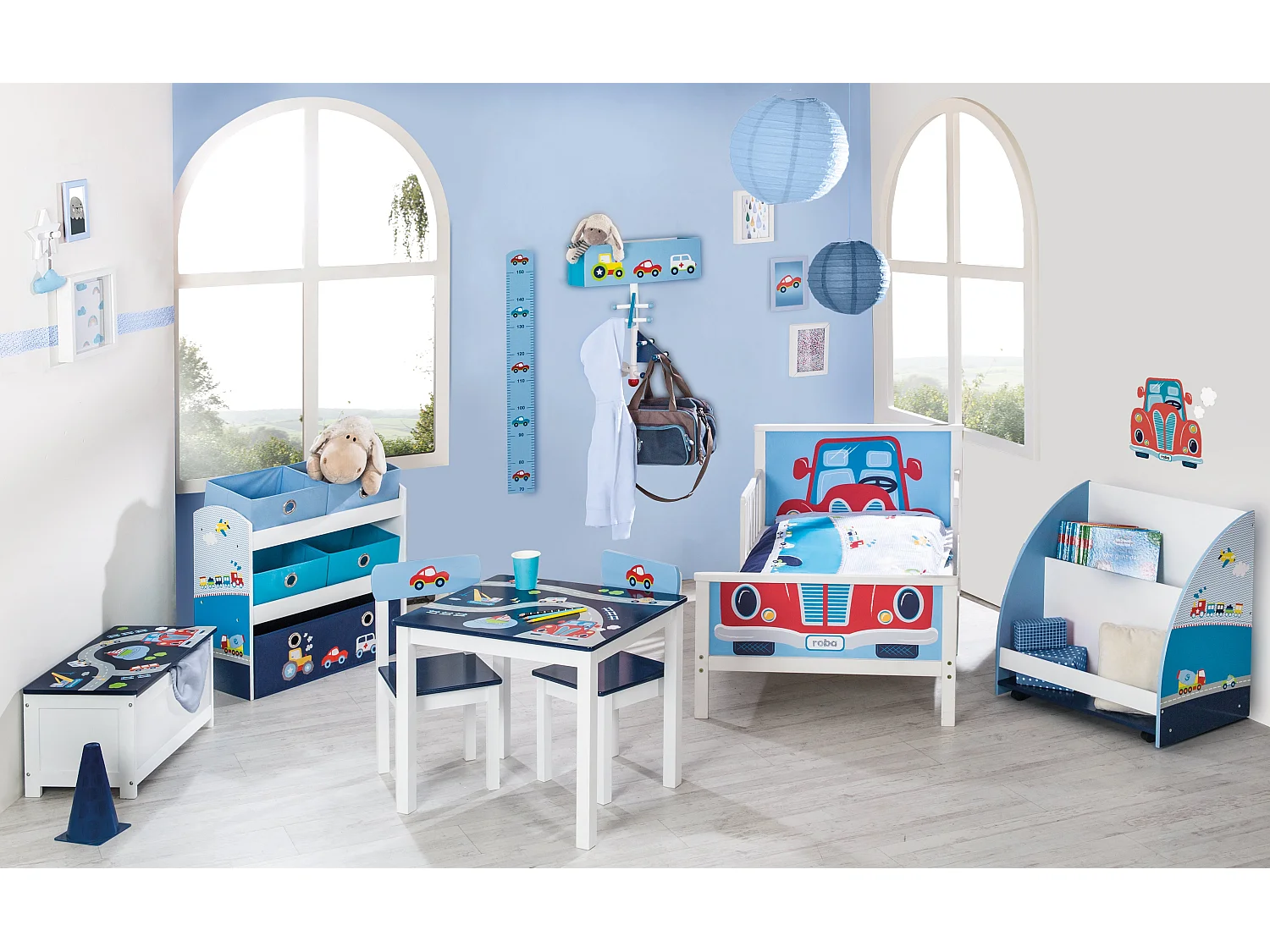 Ensemble Table et Chaises Enfants Roba 'Pilote de Course' Bleu et Blanc - Idéal pour les Enfants de 2 à 10 Ans