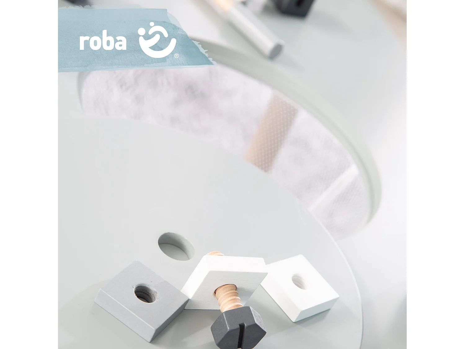 Juego de mesa y sillas para niños Roba de 3 piezas con red de almacenamiento - Diseño rectangular gris