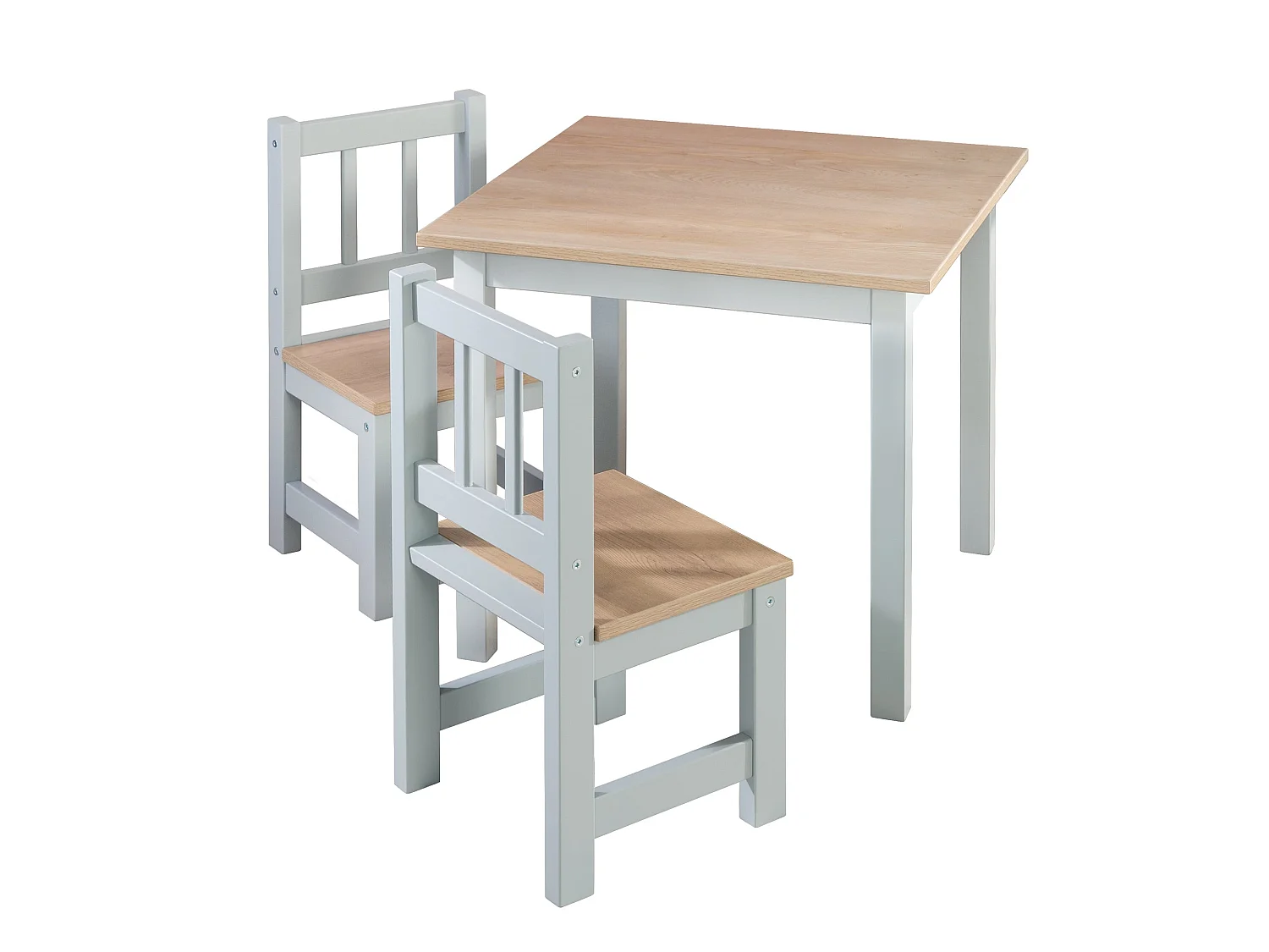 Juego de mesa y sillas infantiles Roba de 3 piezas 'Woody' - MDF color taupe, Ideal para niños a partir de 18 meses
