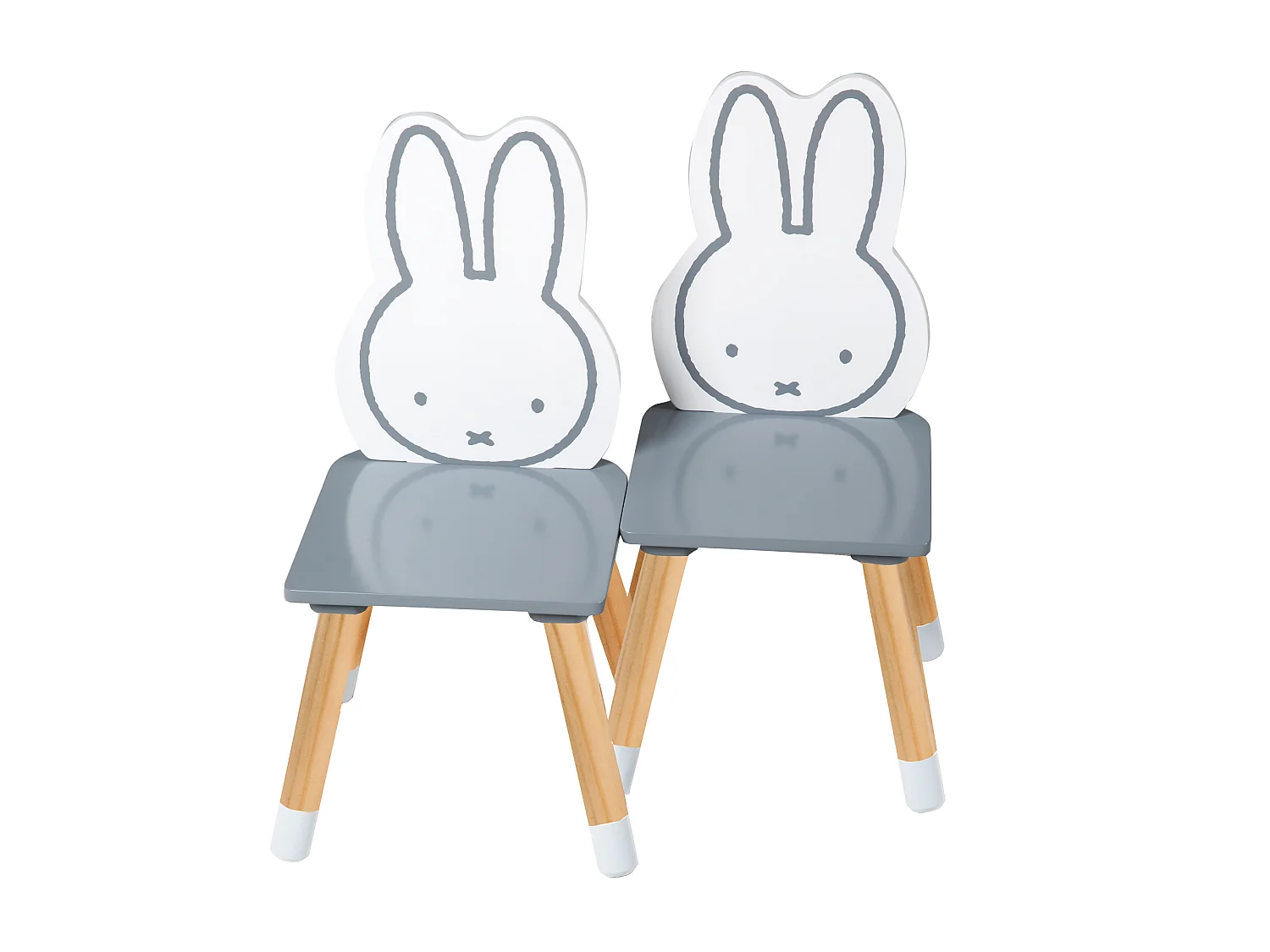 Juego de mesa y sillas para niños Roba Miffy, gris, forma rectangular, certificado seguro, edades 1,5-10