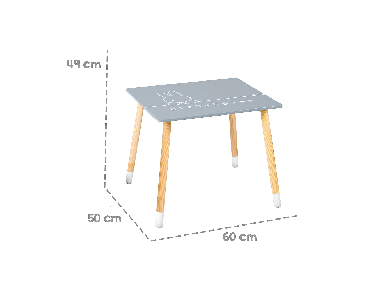 Juego de mesa y sillas para niños Roba Miffy, gris, forma rectangular, certificado seguro, edades 1,5-10