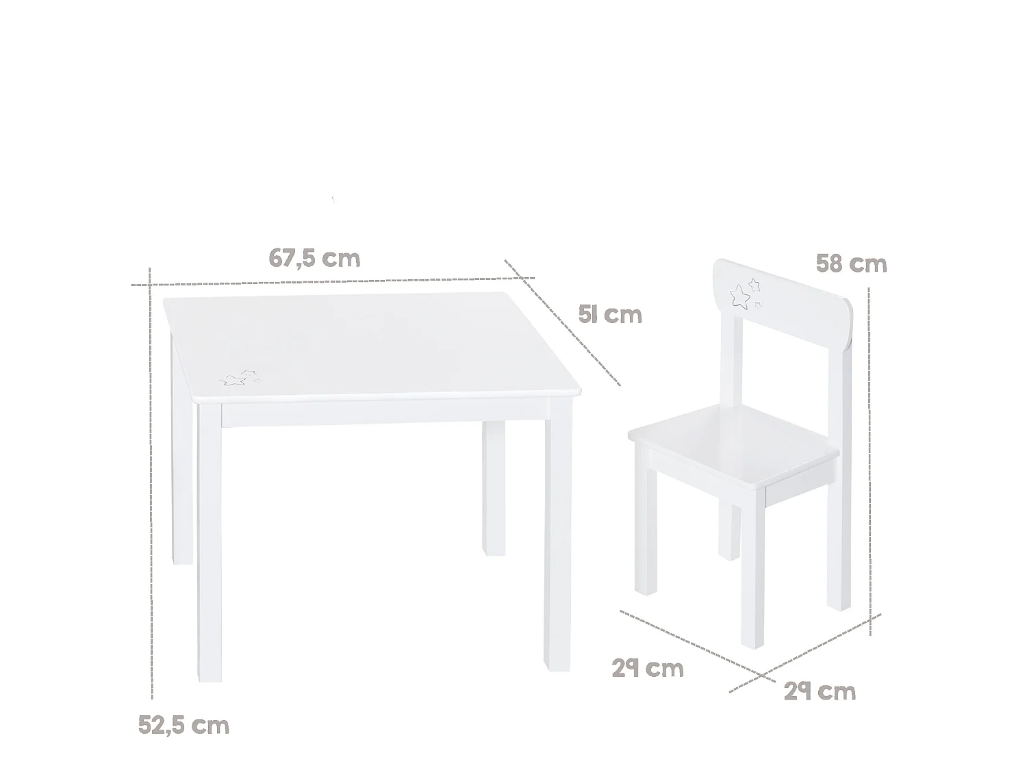 Ensemble Table et Chaises Enfants Roba Little Stars - Idéal pour les 2-10 ans, MDF, Imprimé Étoile, Conforme EN71-1:2014