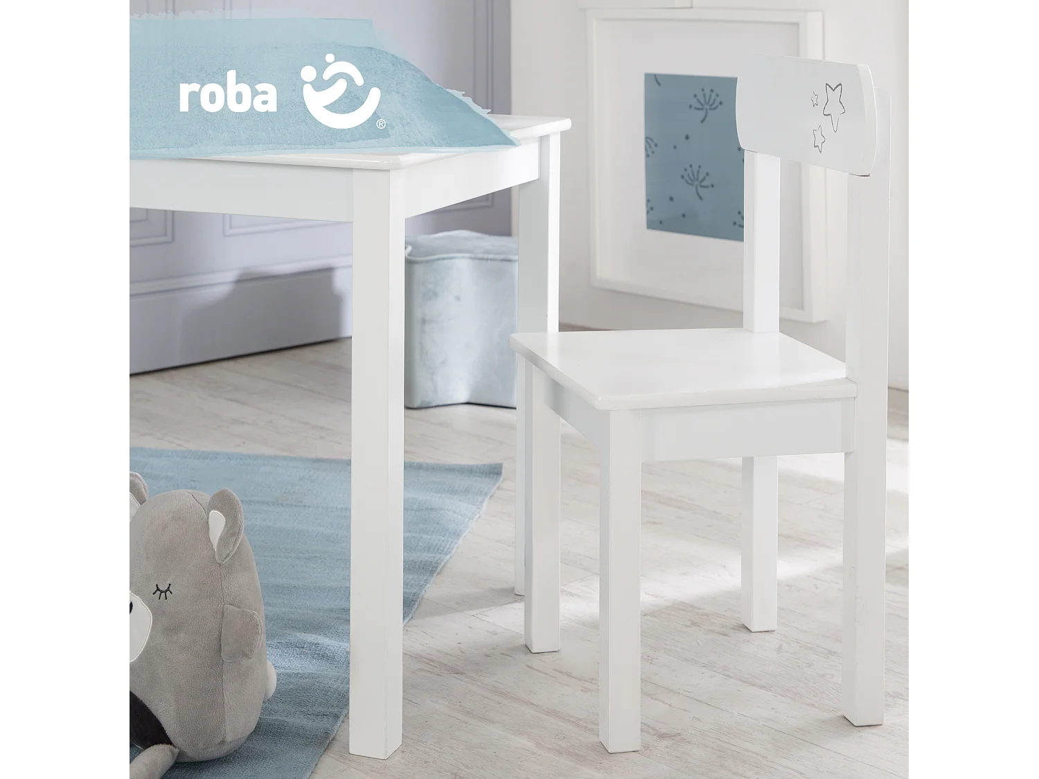 Ensemble Table et Chaises Enfants Roba Little Stars - Idéal pour les 2-10 ans, MDF, Imprimé Étoile, Conforme EN71-1:2014