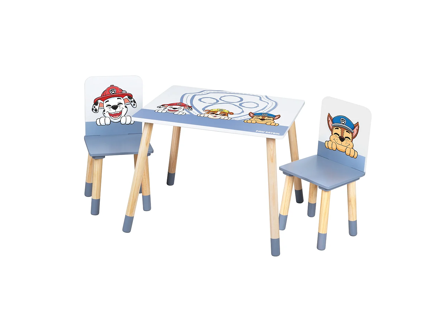Ensemble table et chaises pour enfants Roba Paw Patrol 2 places, bleu et blanc, bois, prêt à monter
