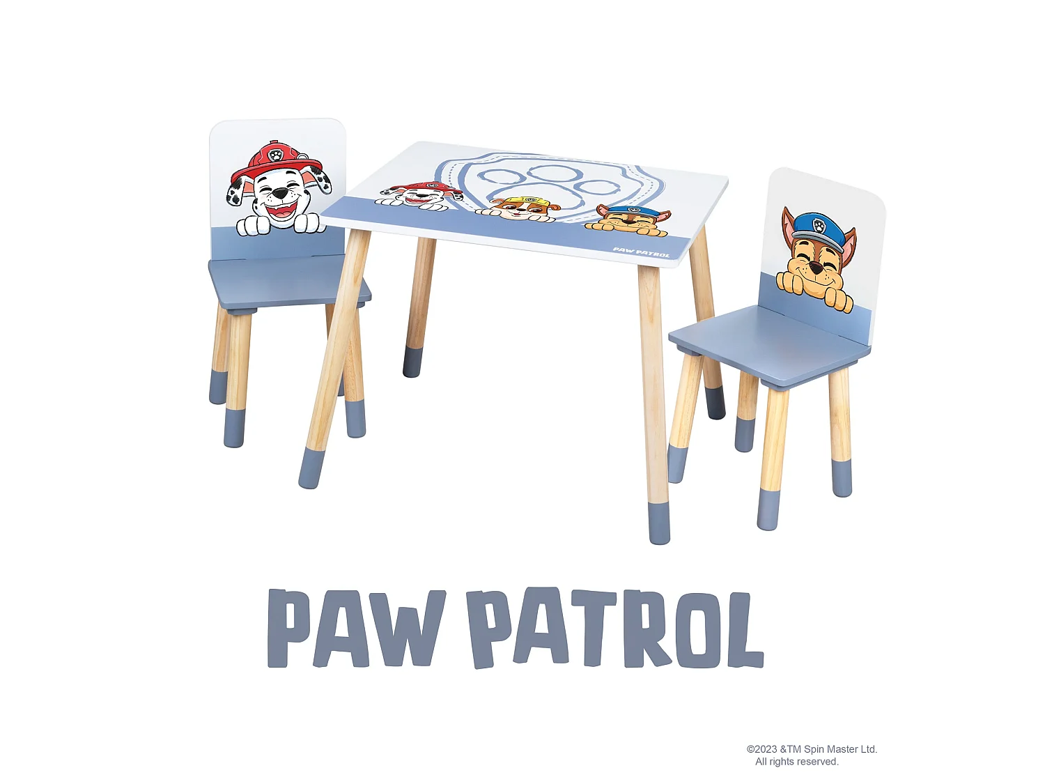 Ensemble table et chaises pour enfants Roba Paw Patrol 2 places, bleu et blanc, bois, prêt à monter