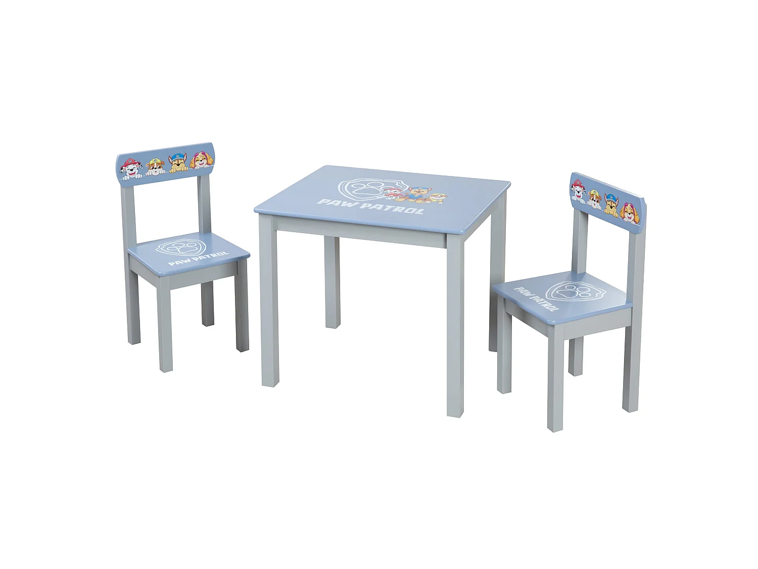 Ensemble table et chaises Paw Patrol 3 pièces pour enfants, bleu, en bois, 2 places, forme rectangulaire